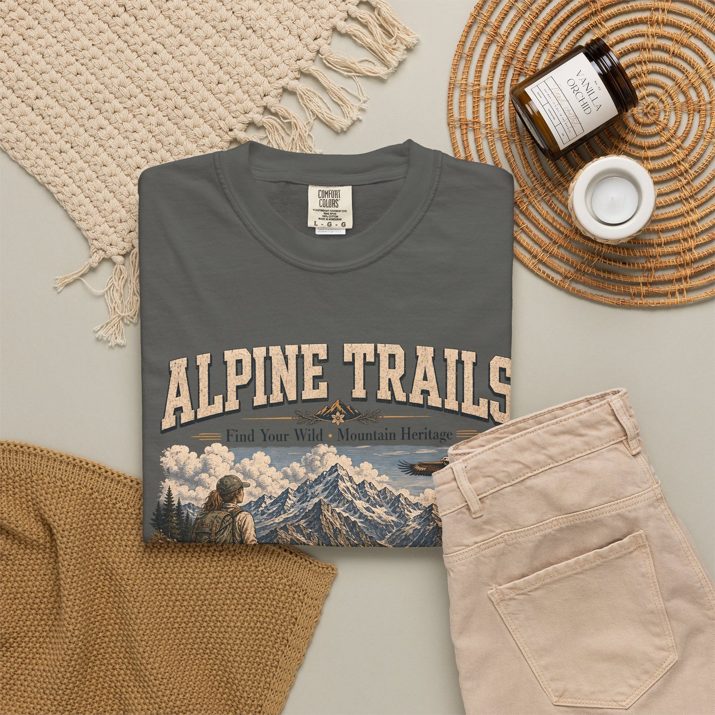 Alpine Trails Vintage Mountain T-Shirt – Explore the Wild with Scenic Hiker Graphic