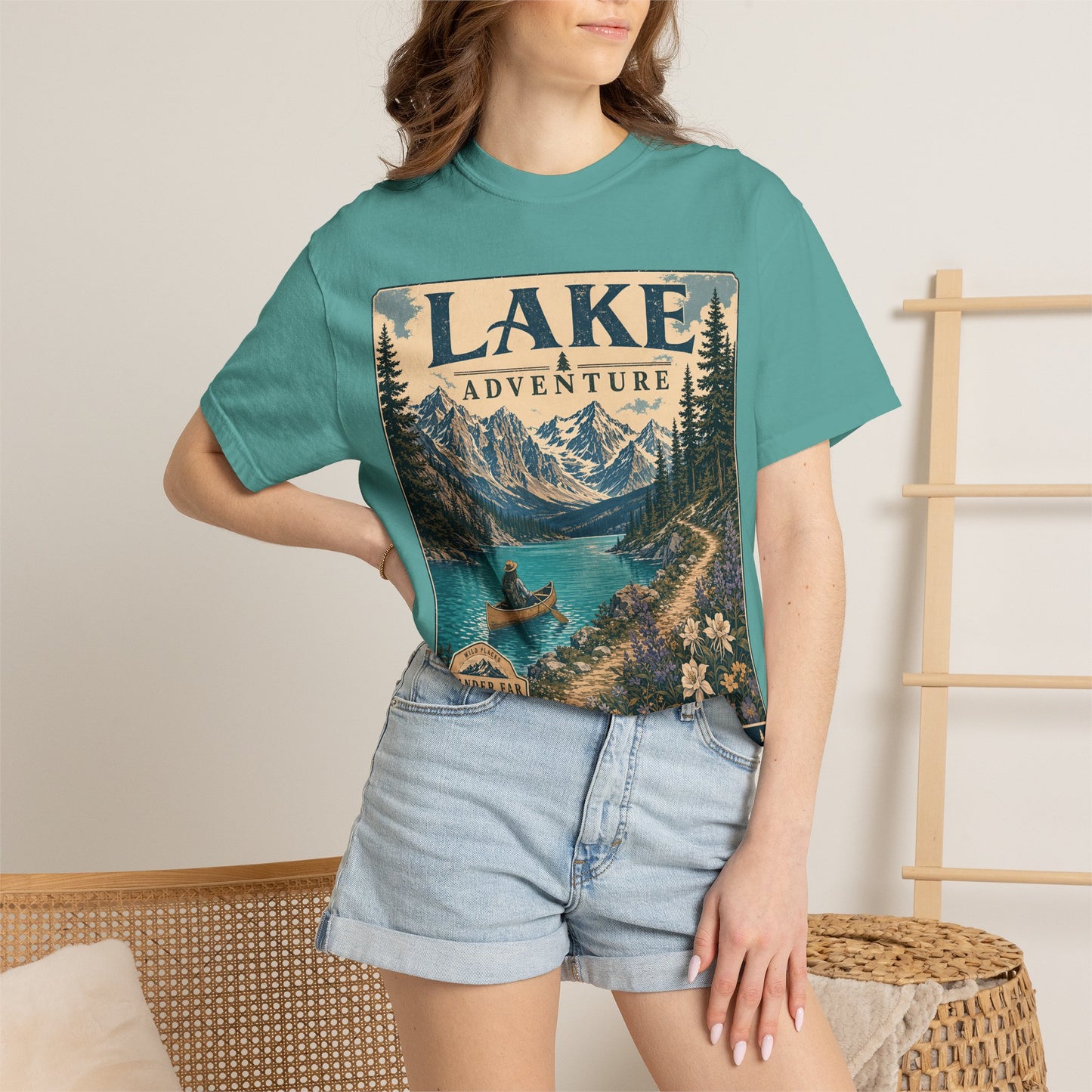 Lake Adventure T-Shirt — Vintage Mountain & Canoe Outdoor Tee