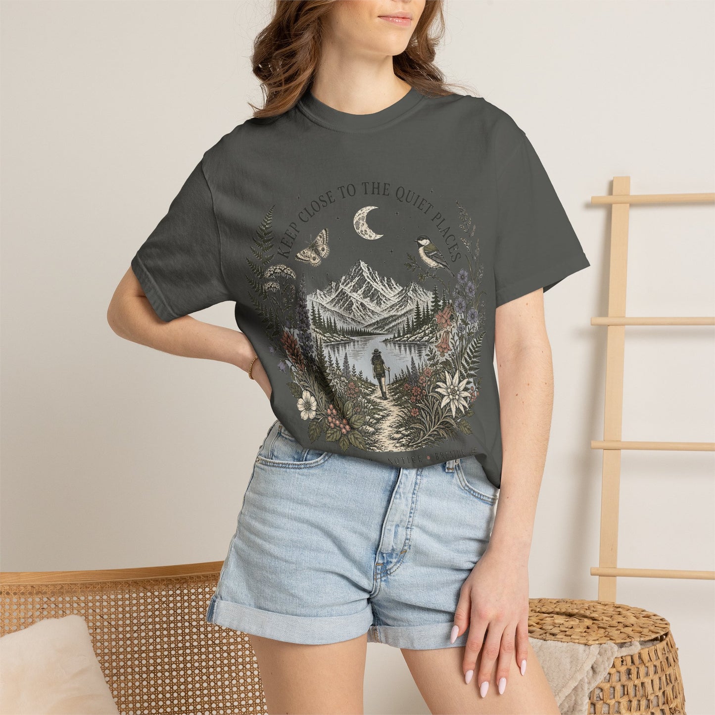 Nature Scene T-Shirt — "Keep Close to the Quiet Places" Graphic Tee