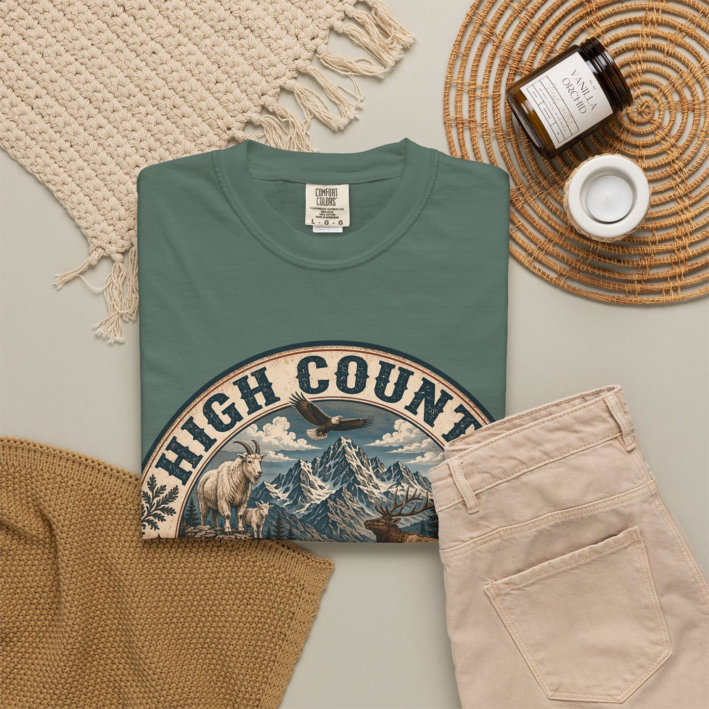 High Country Hiker T-Shirt — Mountain Wildlife Outdoor Tee