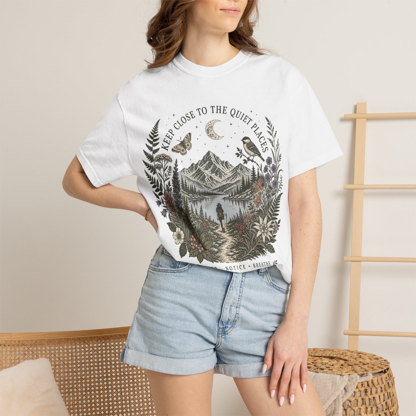 Nature Scene T-Shirt — "Keep Close to the Quiet Places" Graphic Tee