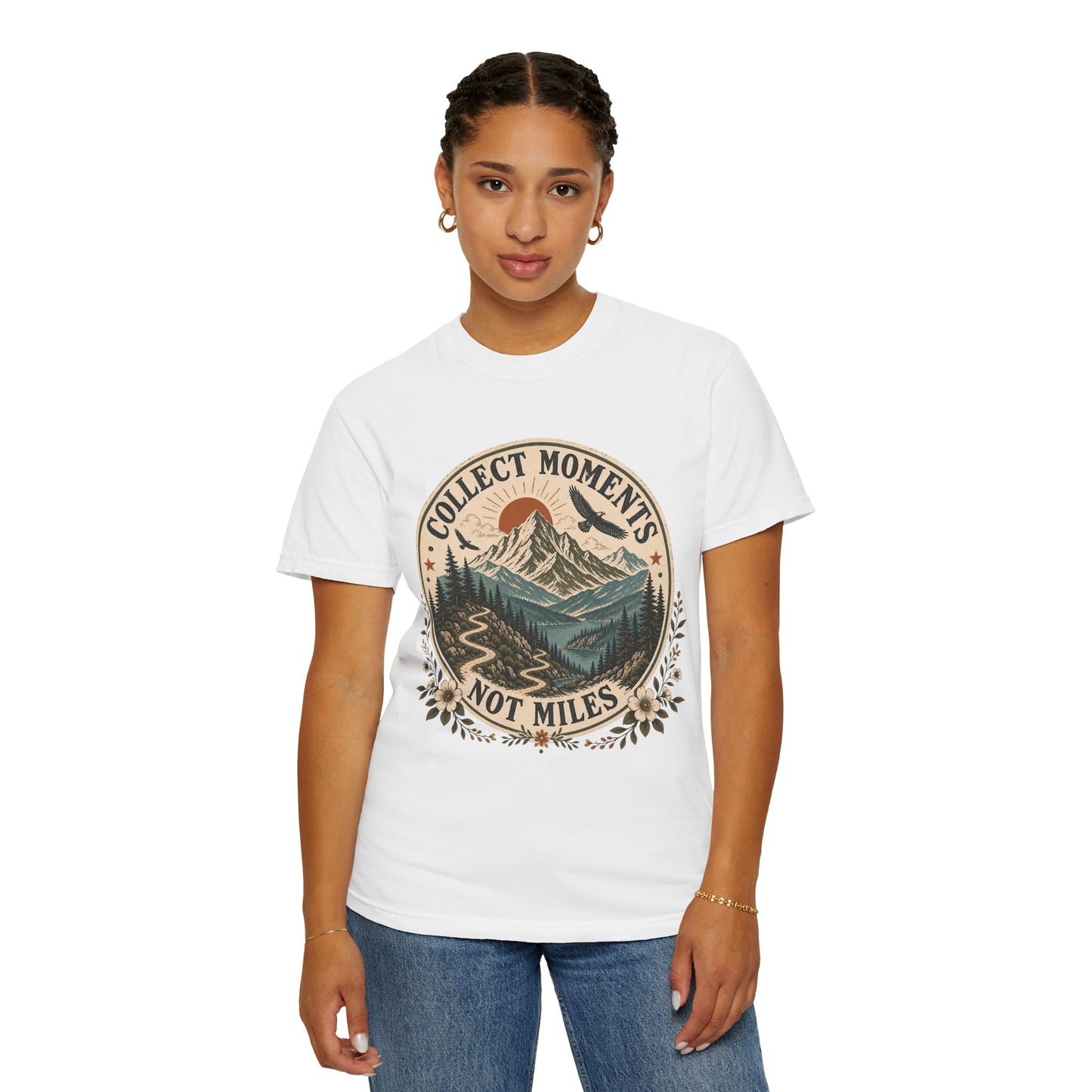 Collect Moments Not Miles T-Shirt — Vintage Mountain Adventure Tee