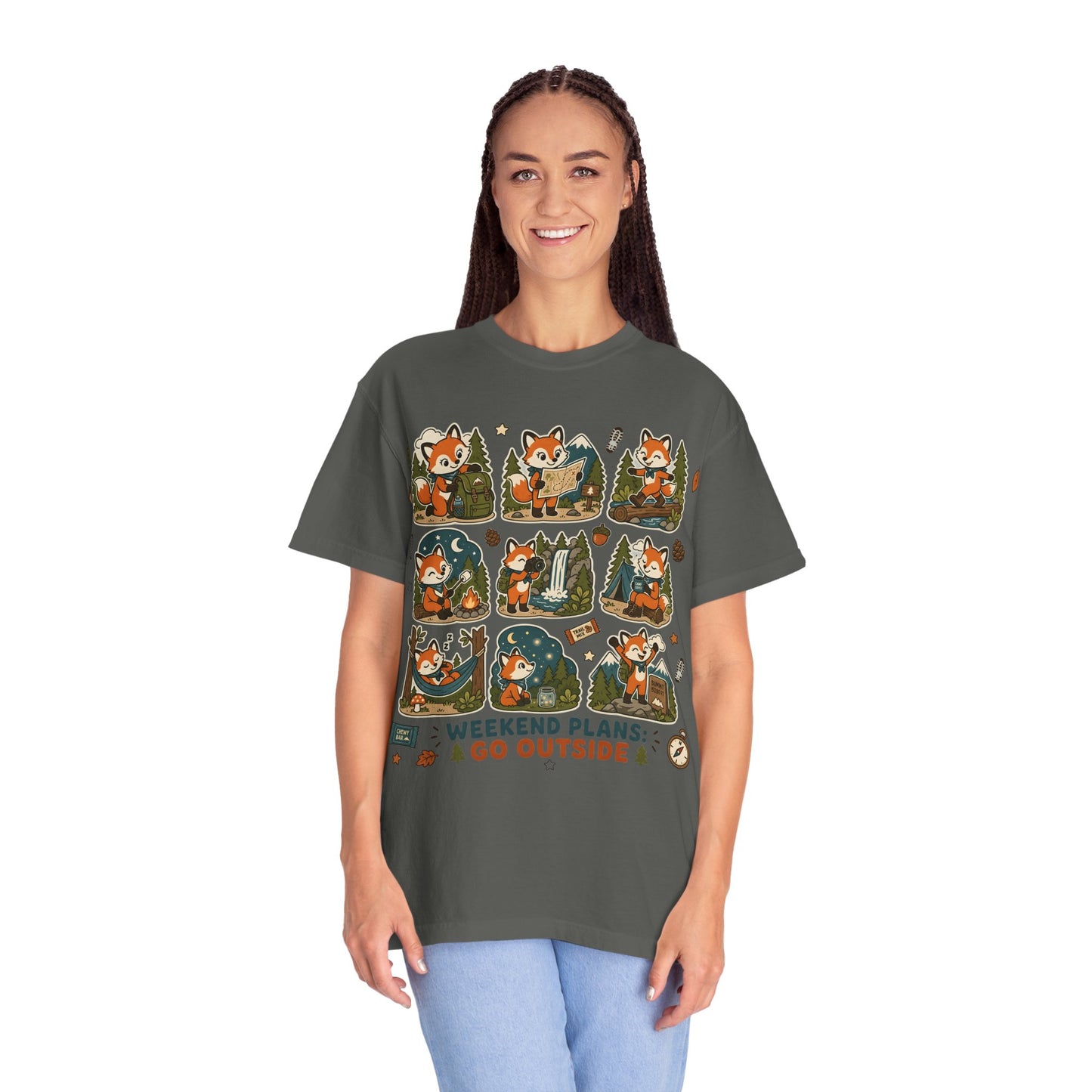 Weekend Plans: Go Outside T-Shirt — Cute Fox Camping Graphic Tee