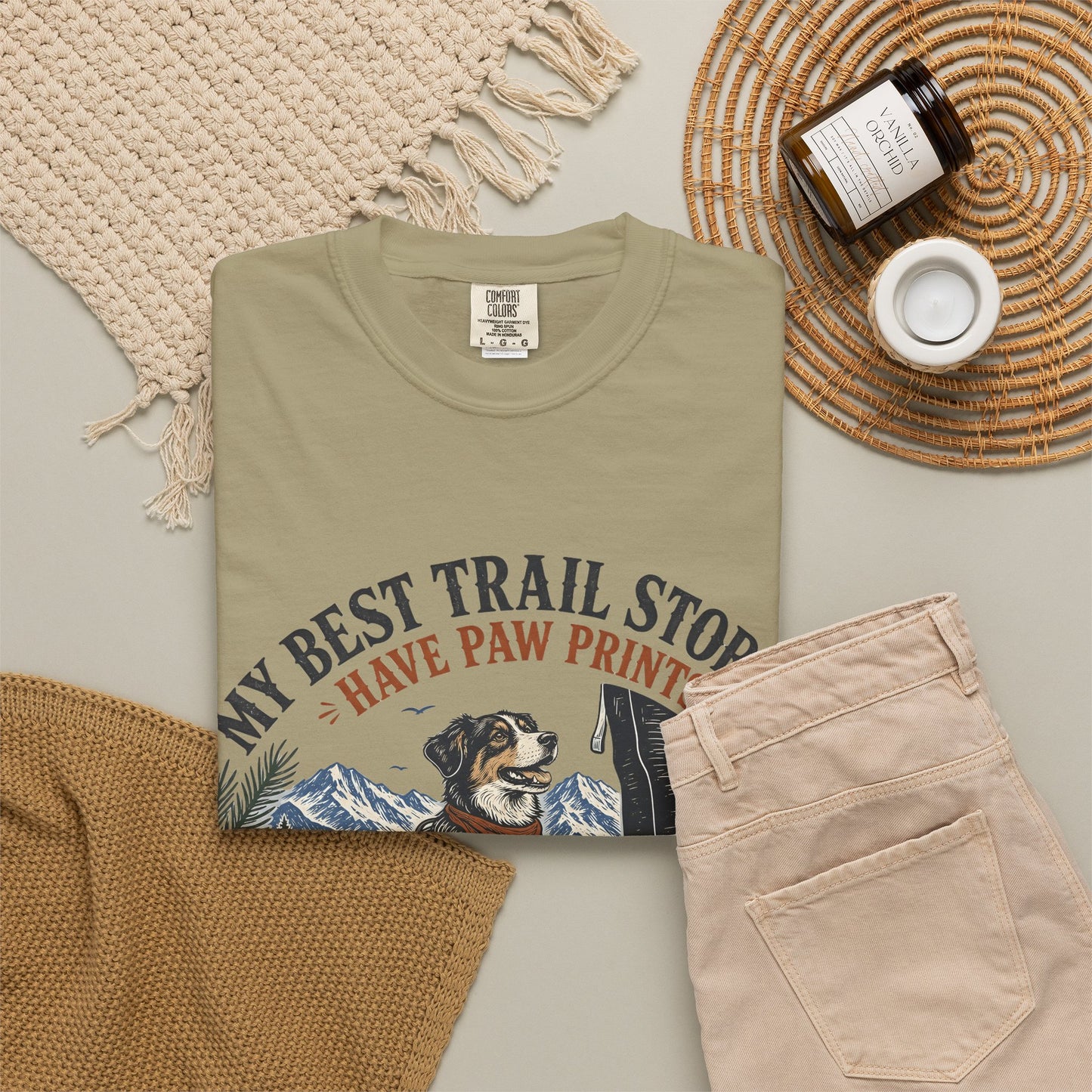 Dog Hiking T-Shirt — “My Best Trail Stories Have Paw Prints” Outdoor Adventure Tee