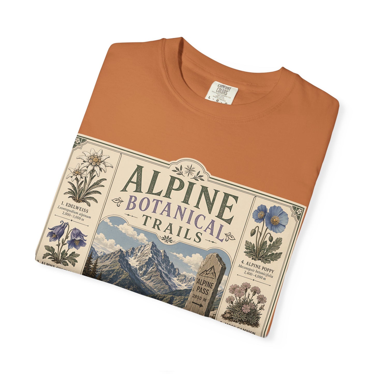Alpine Botanical Trails T‑Shirt — Vintage Mountain & Wildflower Graphic