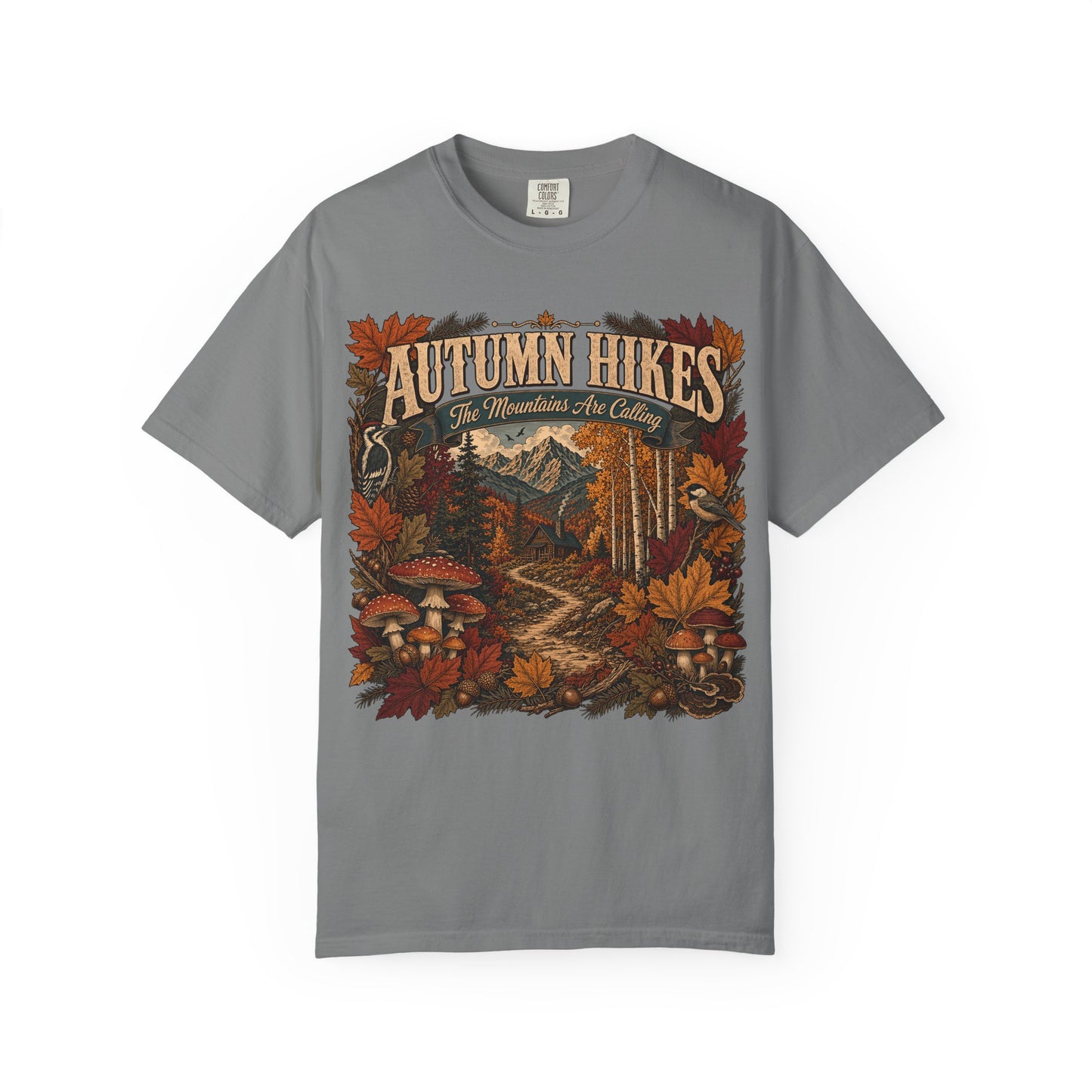 Autumn Hikes T-Shirt — Scenic Cabin Trail Fall Hiking Tee