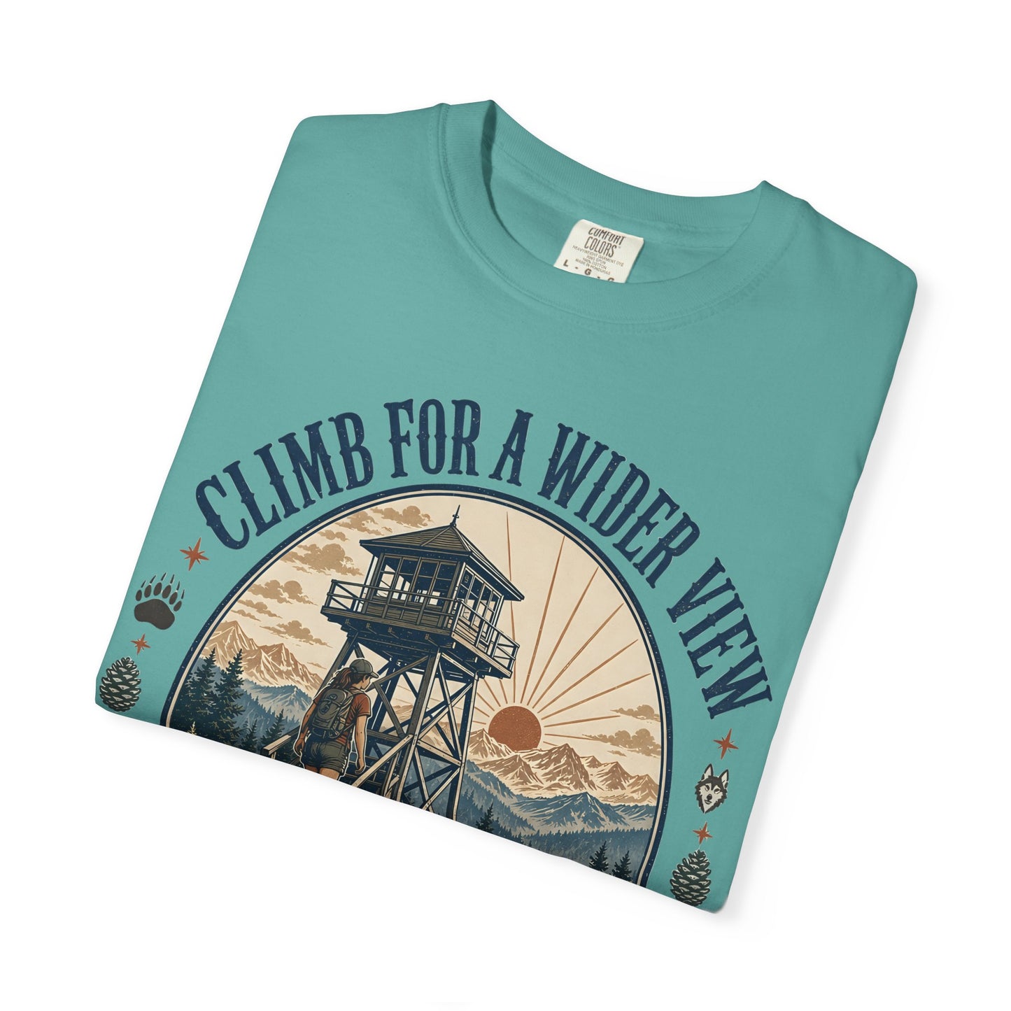 T-Shirt — "Climb for a Wider View" Lookout Trail Company Vintage Hiking Tee