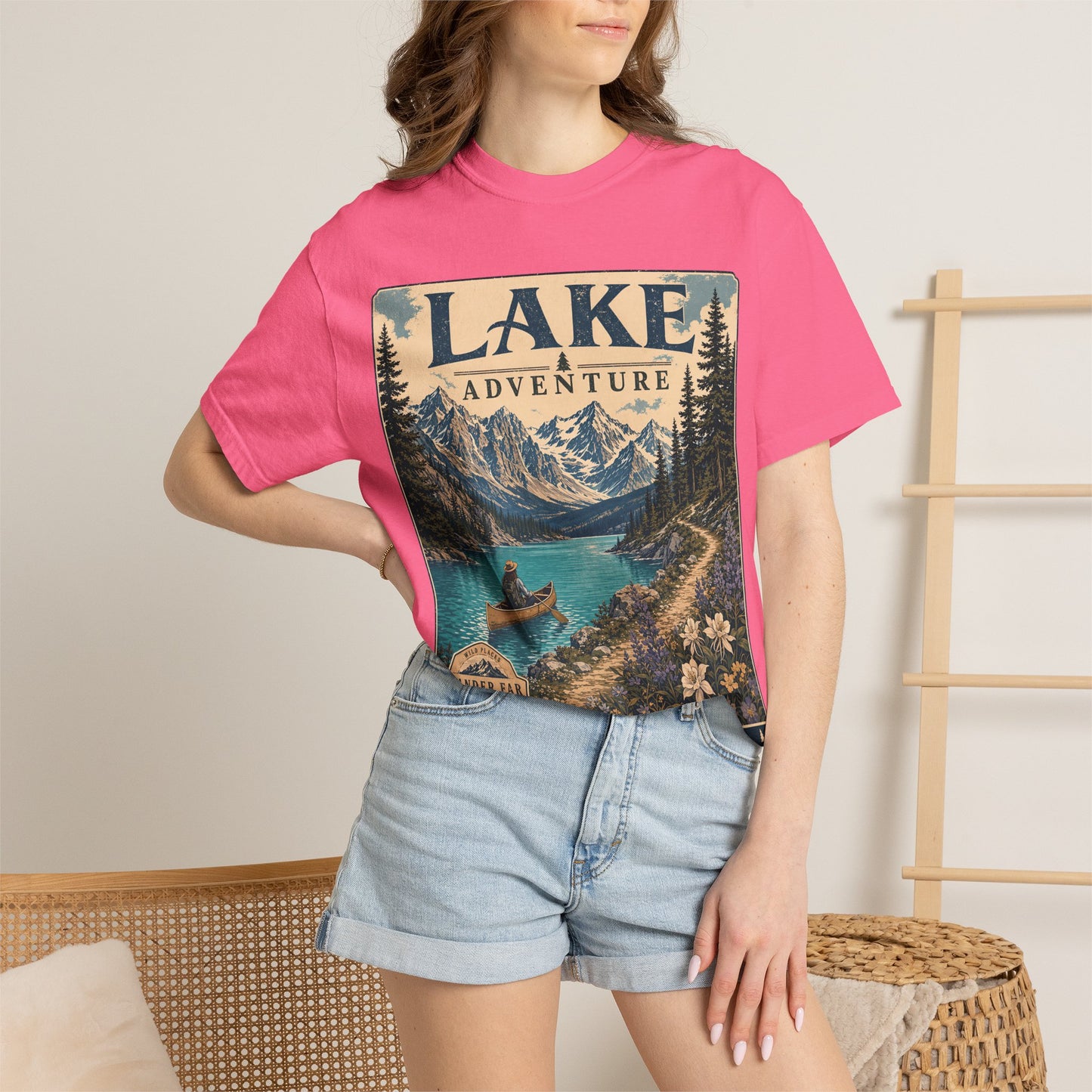 Lake Adventure T-Shirt — Vintage Mountain & Canoe Outdoor Tee