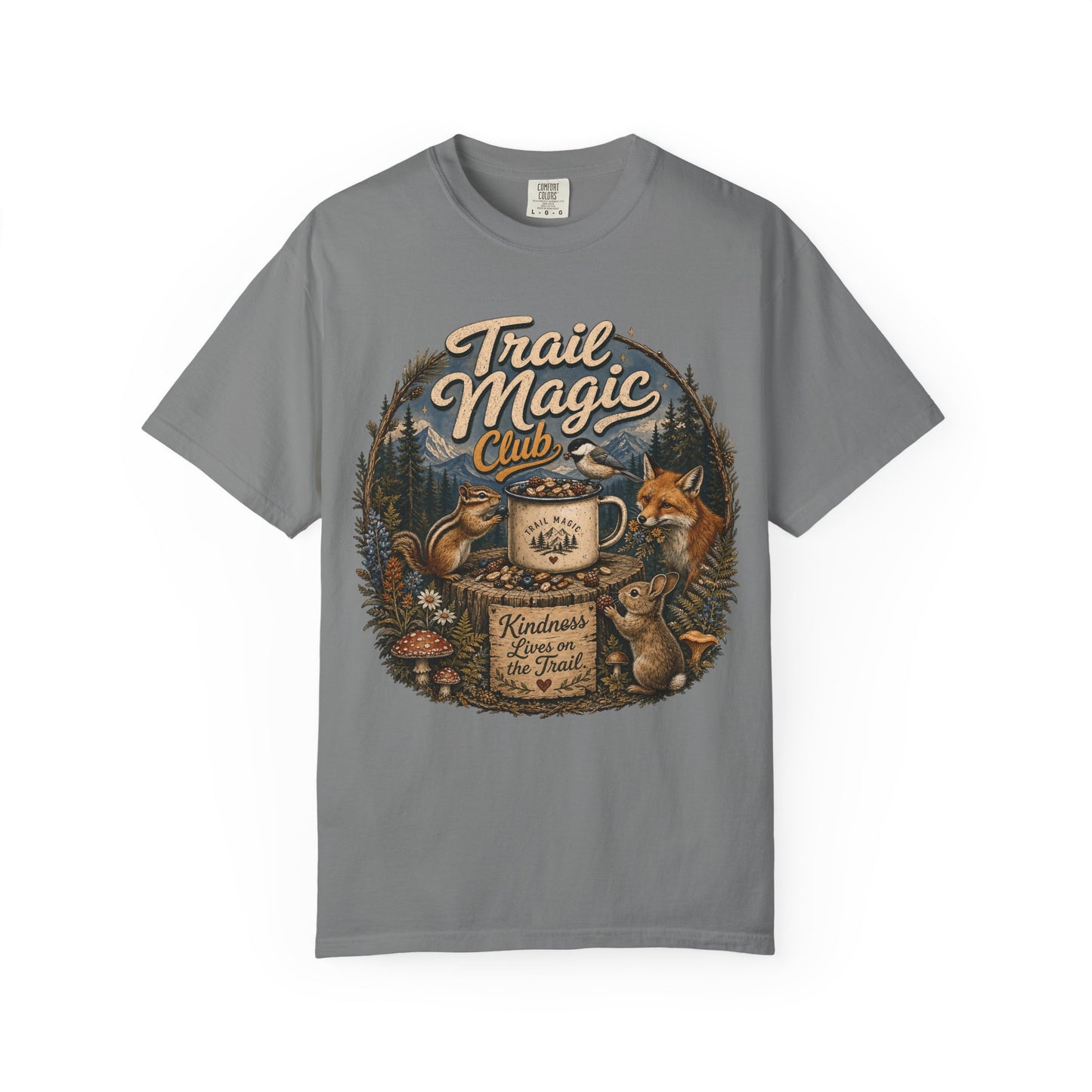 Trail Magic Club T-Shirt — Woodland Fox & Wildlife Coffee Camp Tee