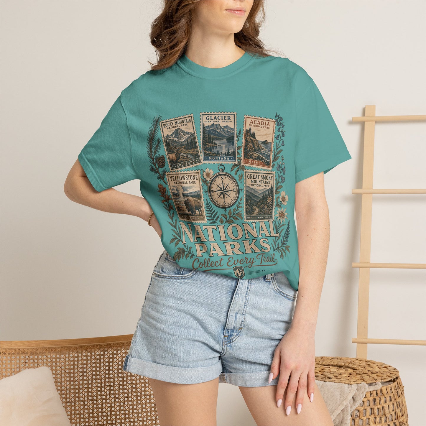 National Parks Vintage Stamp T-Shirt — "Collect Every Trail"