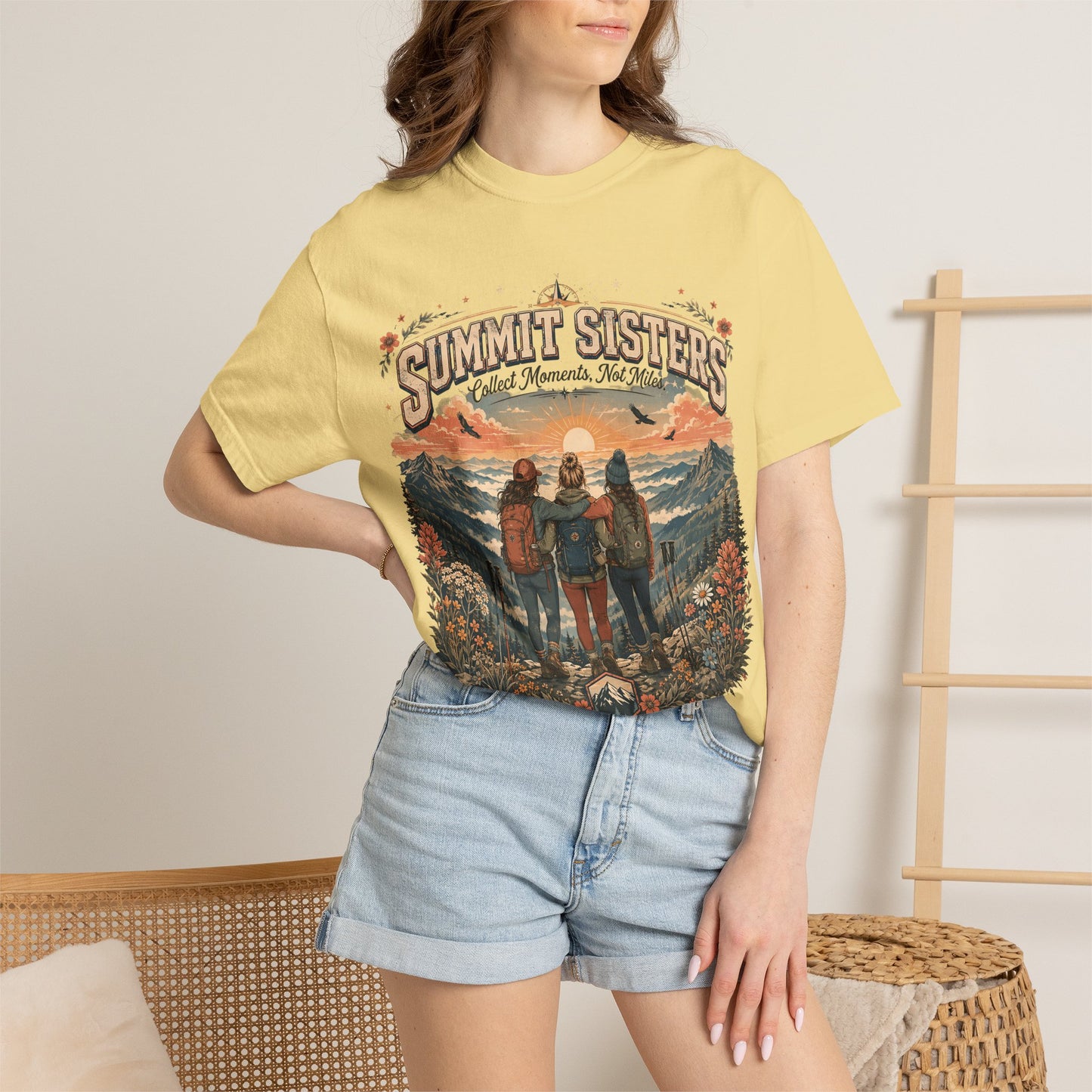 Summit Sisters Graphic T-Shirt — Retro Mountain Hiking Tee