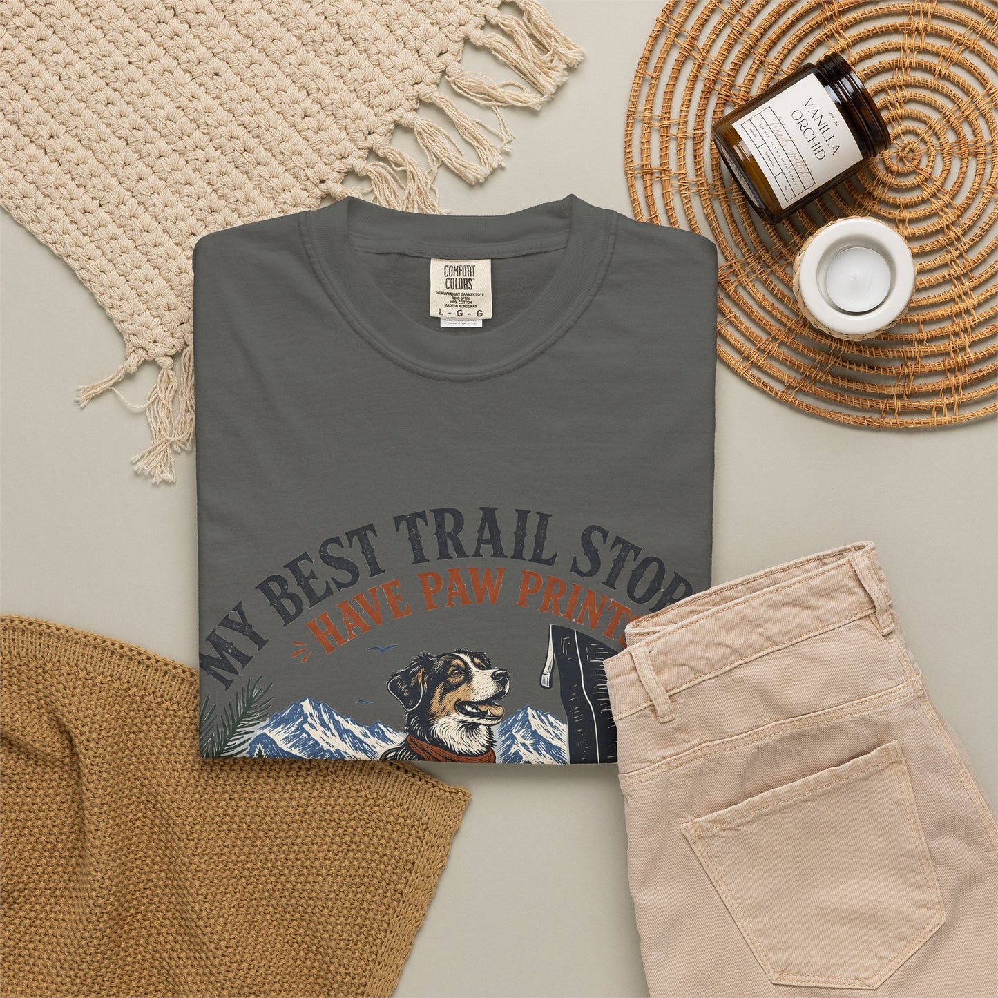 Dog Hiking T-Shirt — “My Best Trail Stories Have Paw Prints” Outdoor Adventure Tee