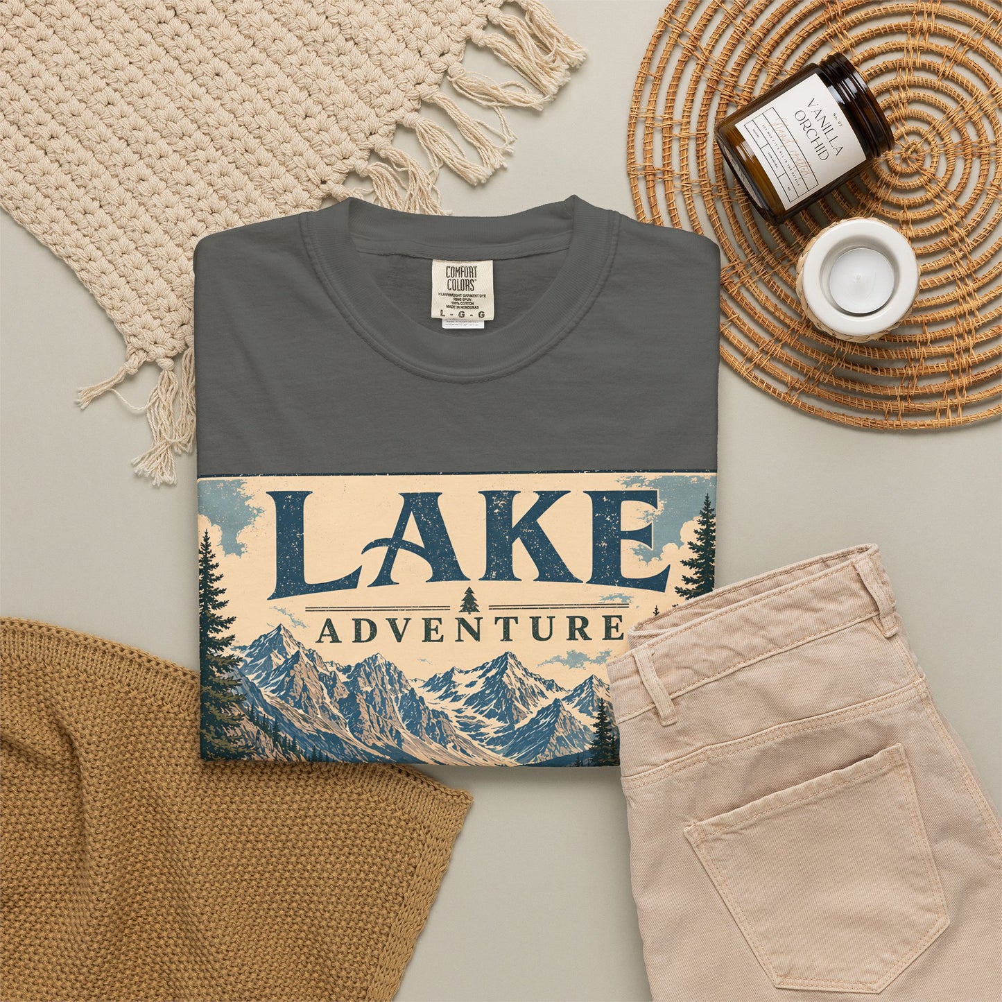 Lake Adventure T-Shirt — Vintage Mountain & Canoe Outdoor Tee