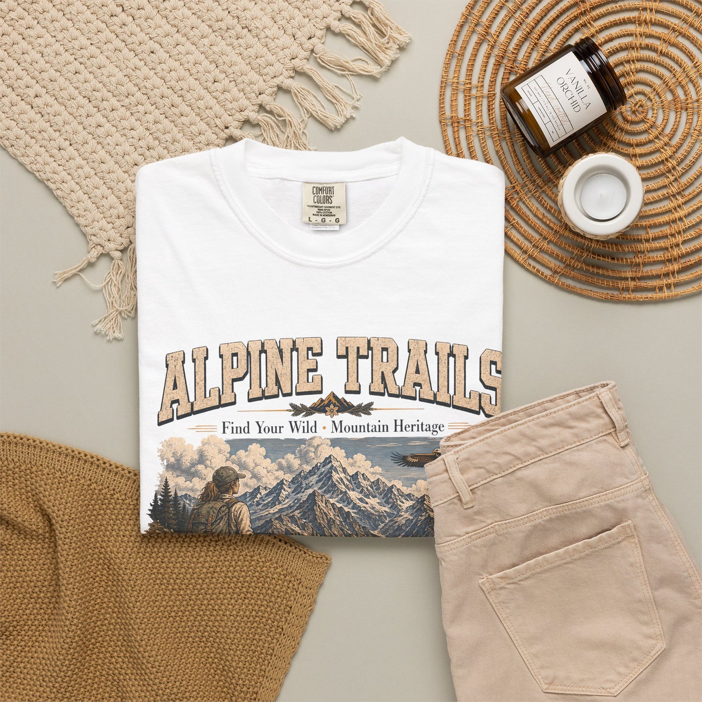 Alpine Trails Vintage Mountain T-Shirt – Explore the Wild with Scenic Hiker Graphic