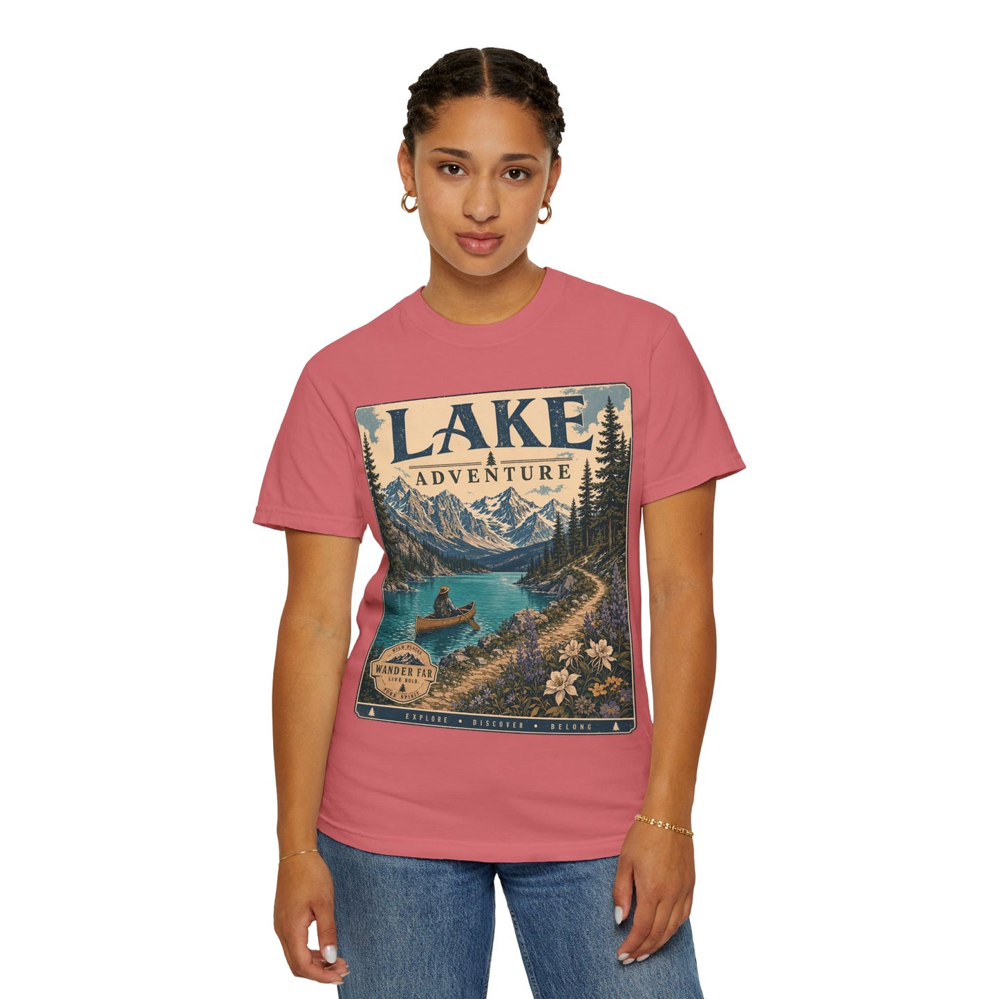 Lake Adventure T-Shirt — Vintage Mountain & Canoe Outdoor Tee