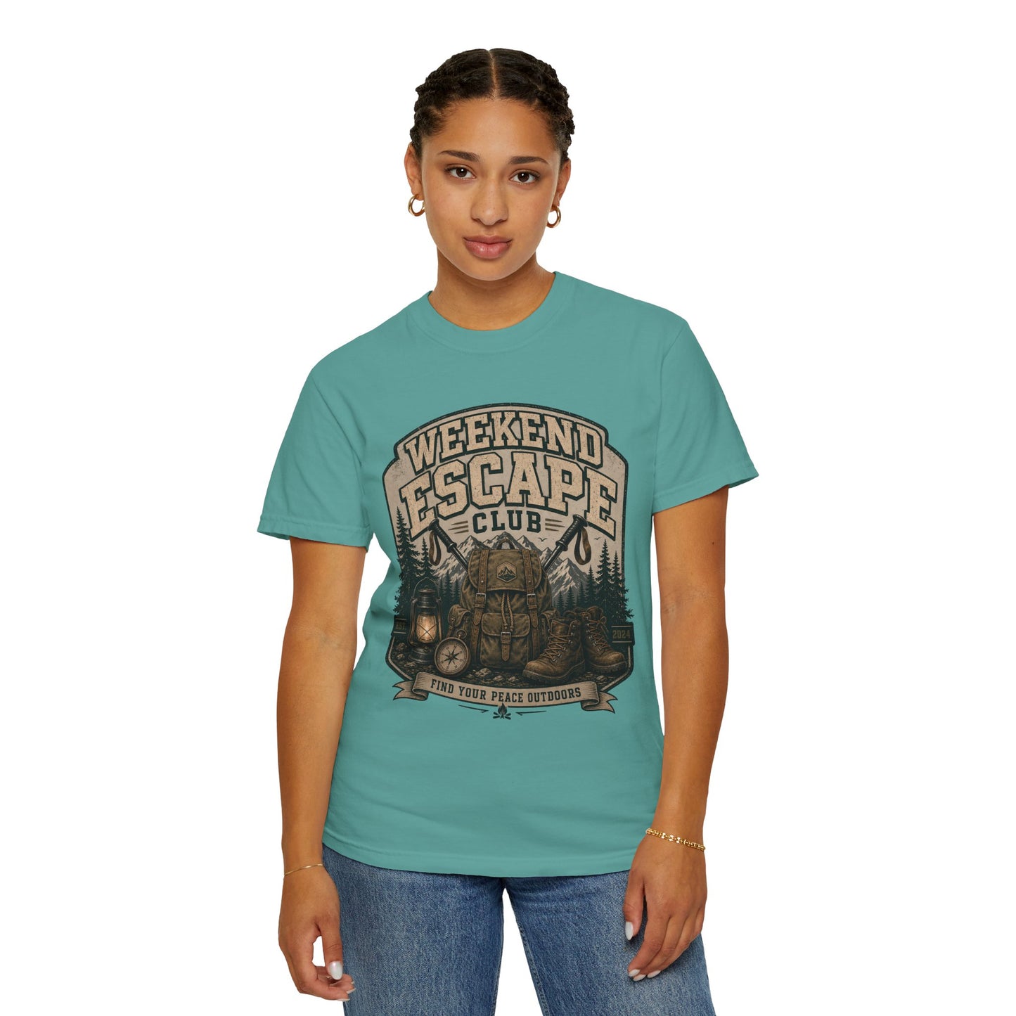 Weekend Escape Club T-Shirt — Outdoor Camping Adventure Graphic Tee