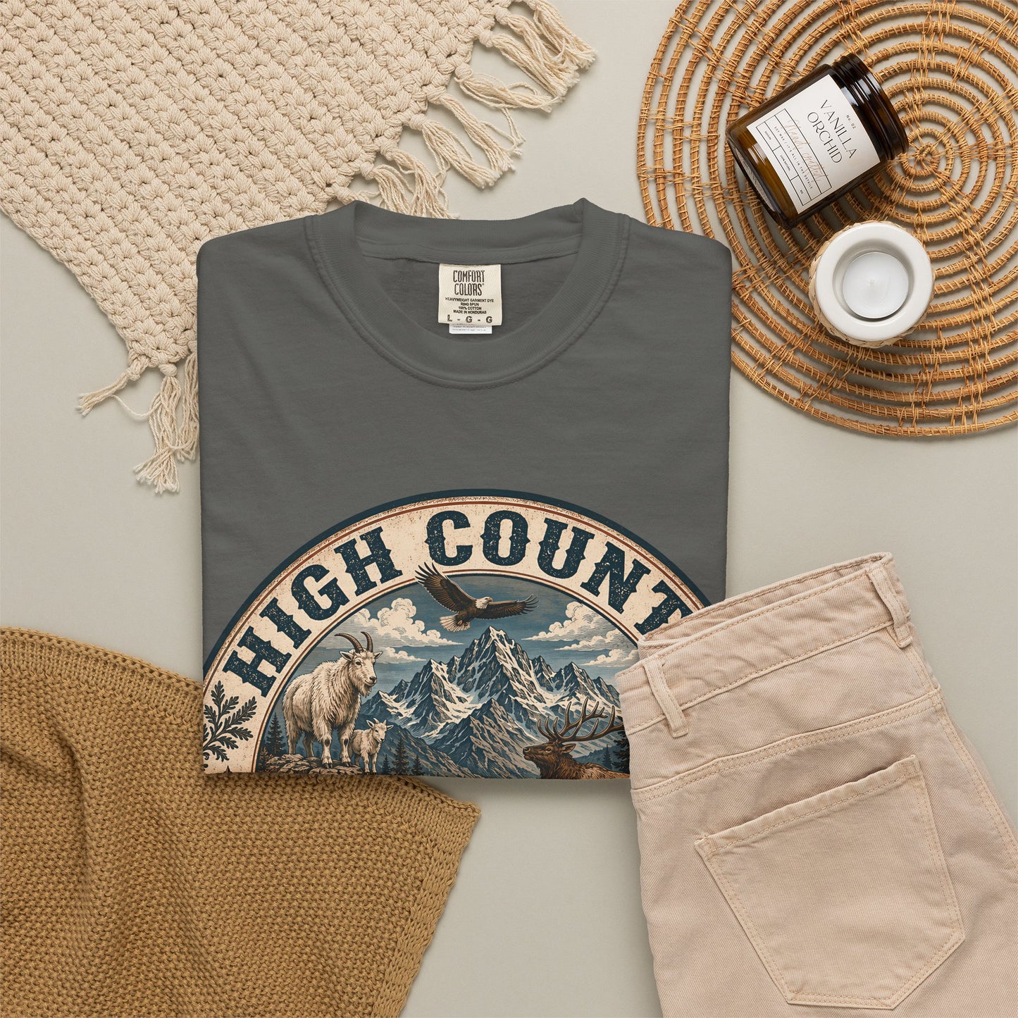High Country Hiker T-Shirt — Mountain Wildlife Outdoor Tee