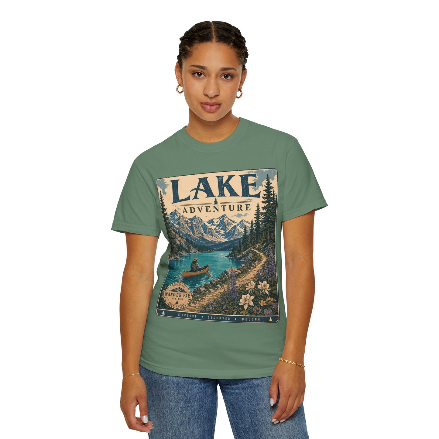 Lake Adventure T-Shirt — Vintage Mountain & Canoe Outdoor Tee