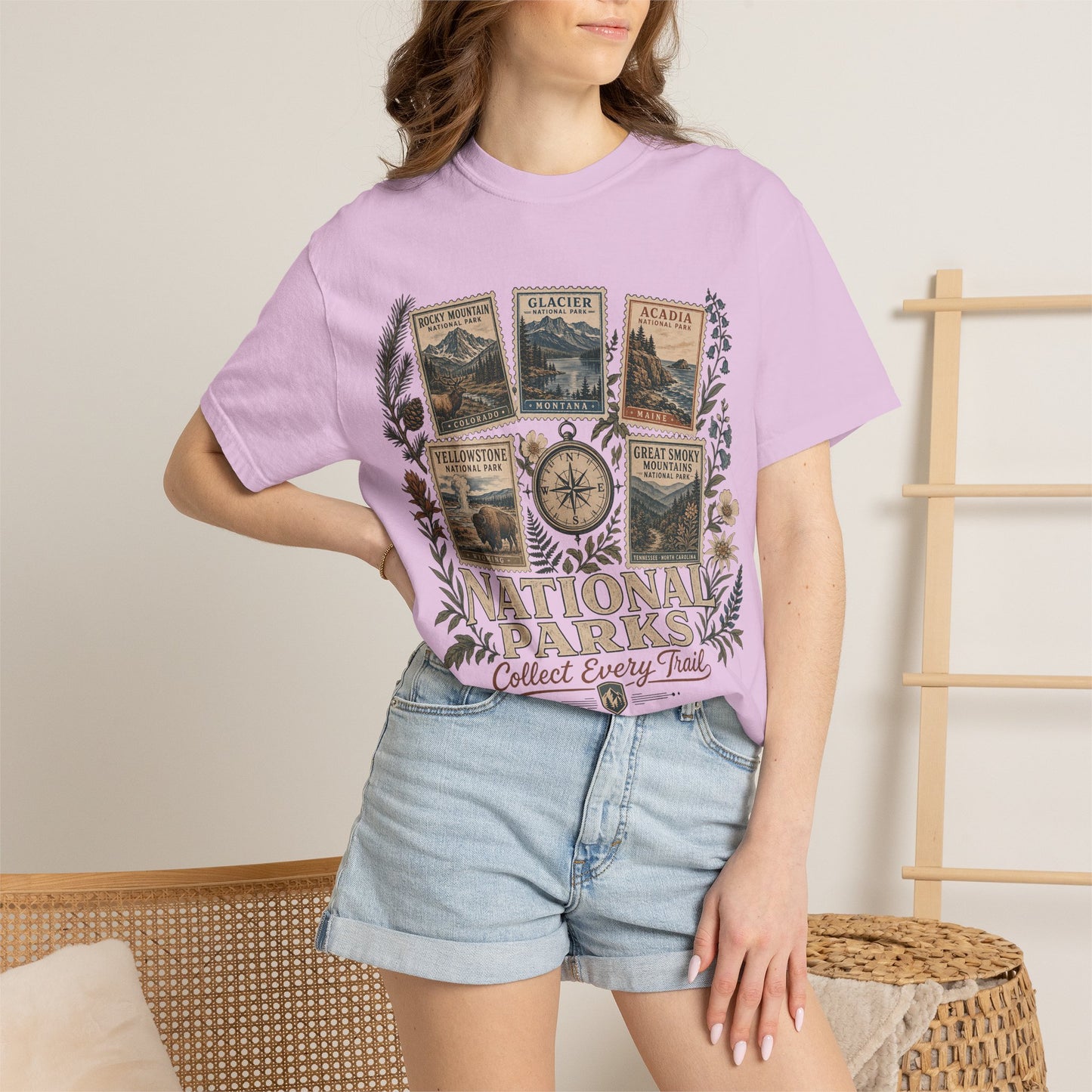National Parks Vintage Stamp T-Shirt — "Collect Every Trail"