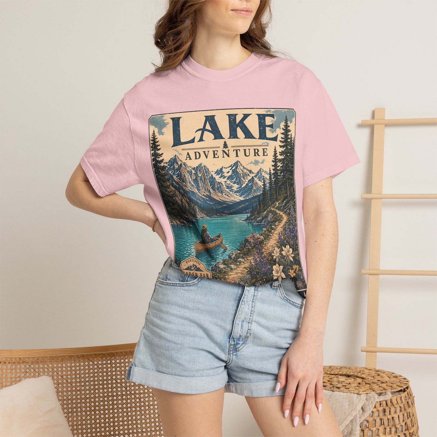 Lake Adventure T-Shirt — Vintage Mountain & Canoe Outdoor Tee