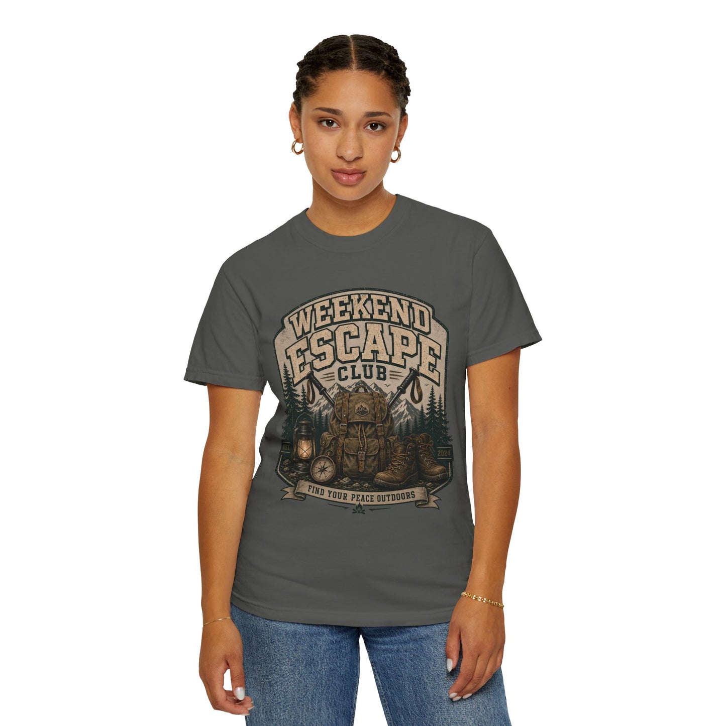 Weekend Escape Club T-Shirt — Outdoor Camping Adventure Graphic Tee