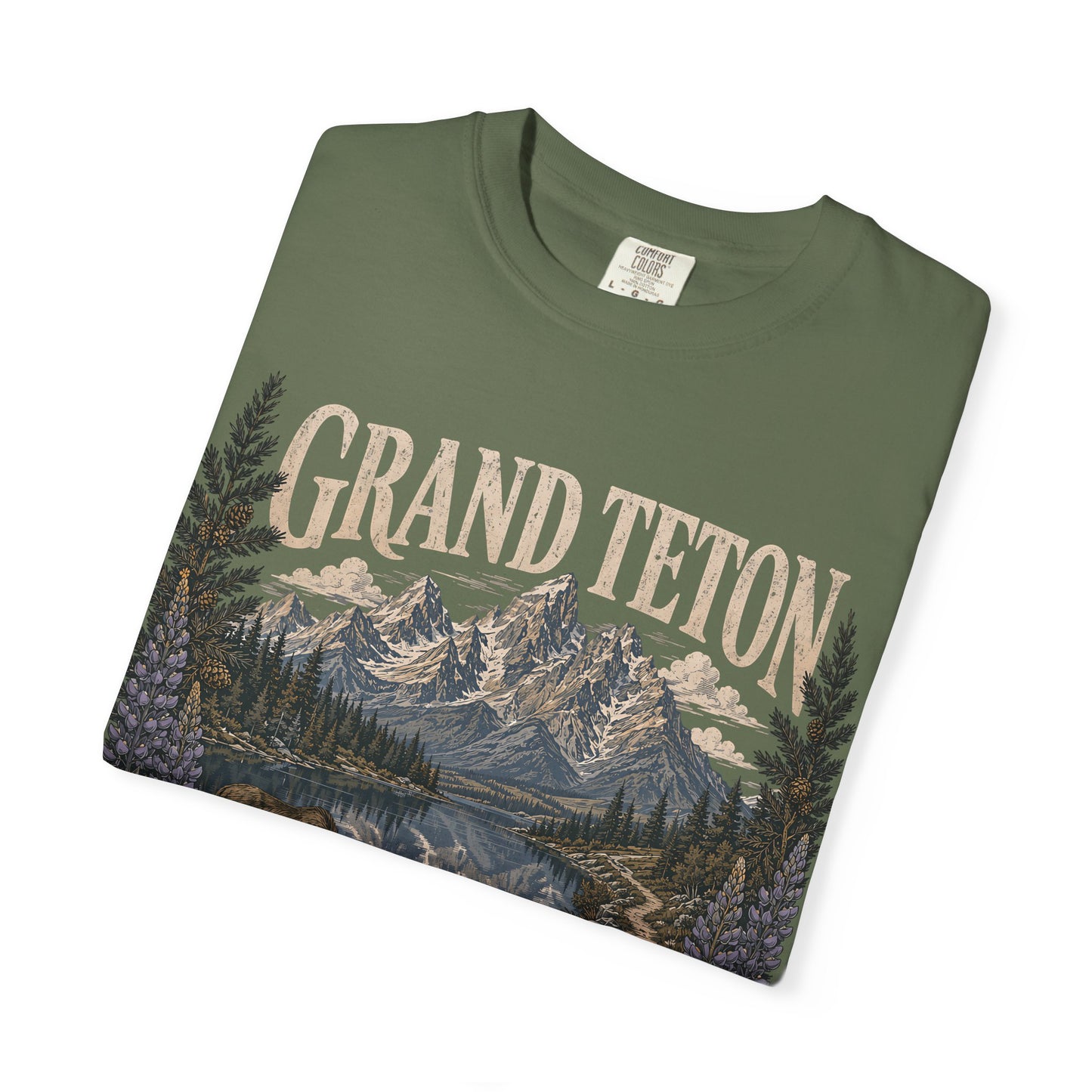 Grand Teton Scenic T-Shirt — 'Adventure Lives Here' Mountain & Moose Tee