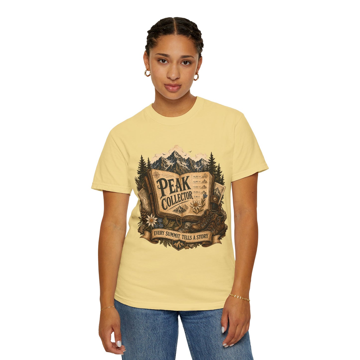 Peak Collector T-Shirt — Mountain Hiking Tee (“Every Summit Tells a Story”)