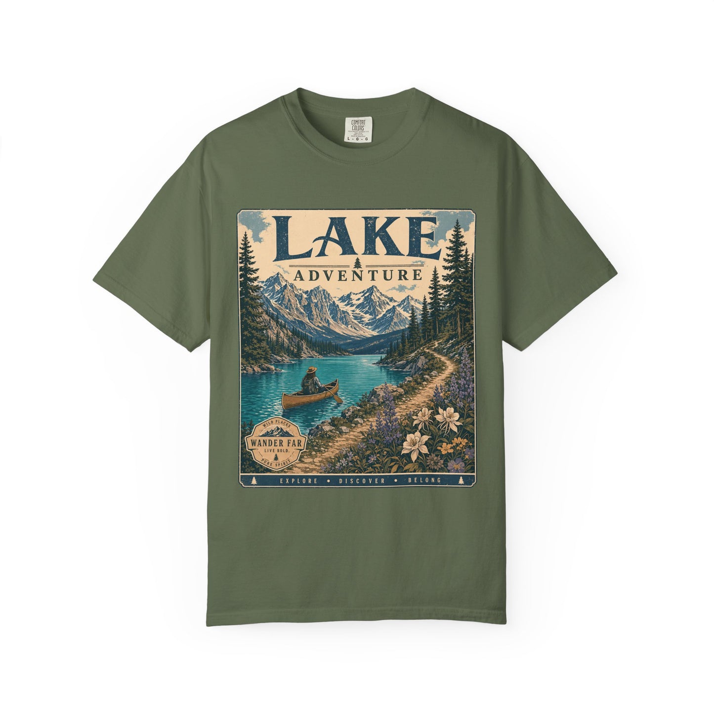 Lake Adventure T-Shirt — Retro Mountain Lake Graphic Tee