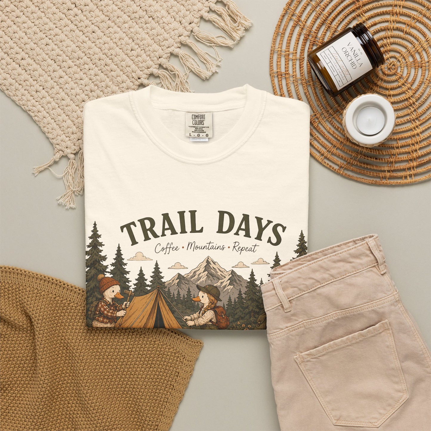 Trail Days Camping T-Shirt — Vintage Forest Campfire Graphic