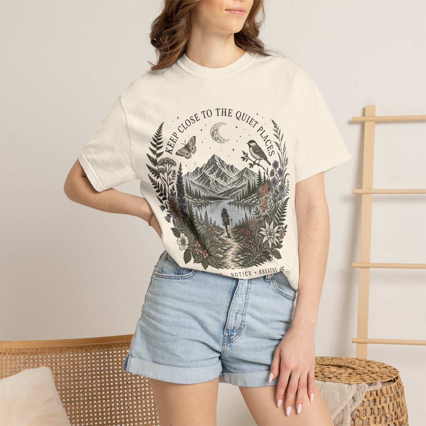 Nature Scene T-Shirt — "Keep Close to the Quiet Places" Graphic Tee