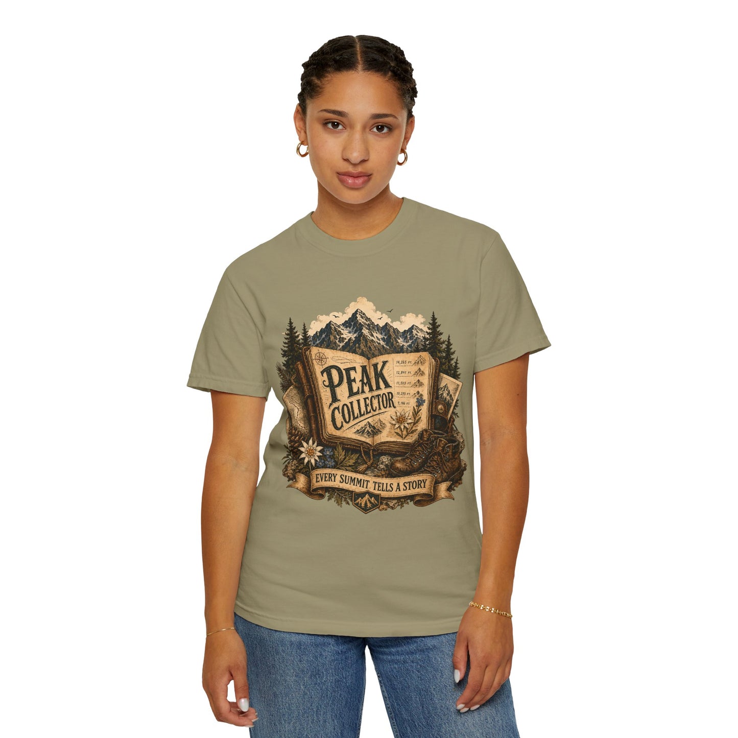 Peak Collector T-Shirt — Mountain Hiking Tee (“Every Summit Tells a Story”)