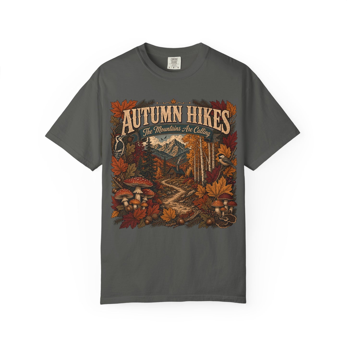 Autumn Hikes T-Shirt — Scenic Cabin Trail Fall Hiking Tee