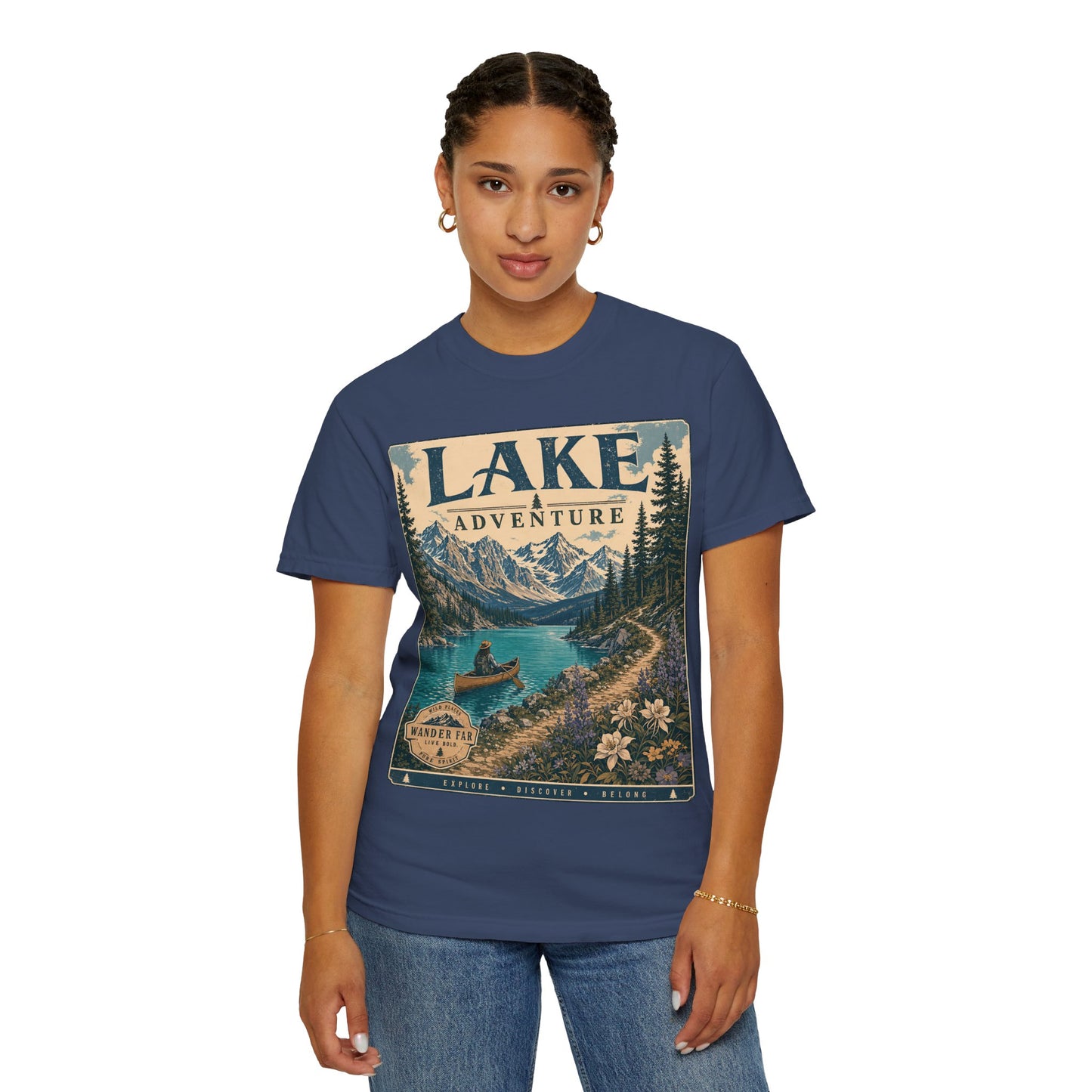Lake Adventure T-Shirt — Vintage Mountain & Canoe Outdoor Tee
