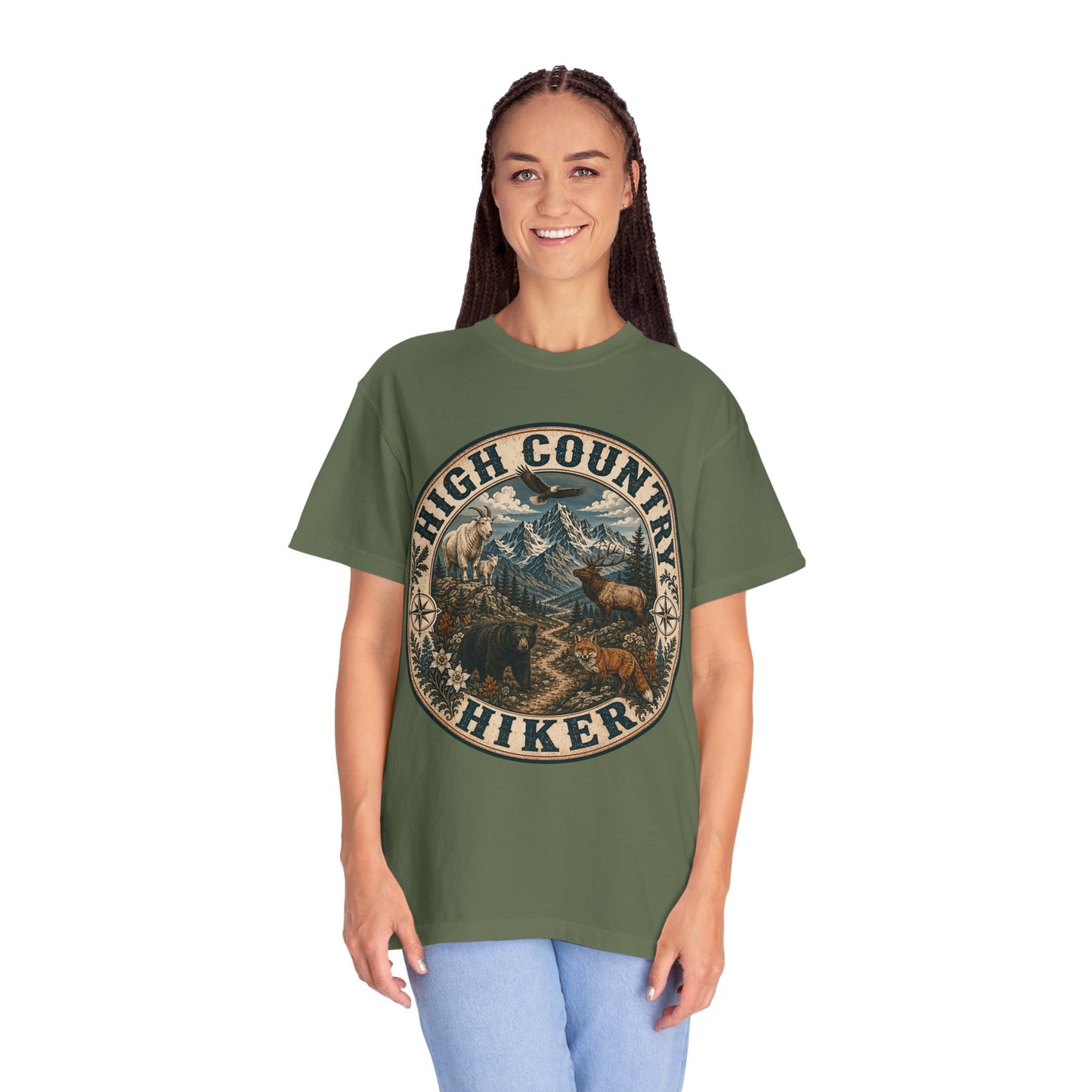 High Country Hiker T-Shirt — Mountain Wildlife Outdoor Tee
