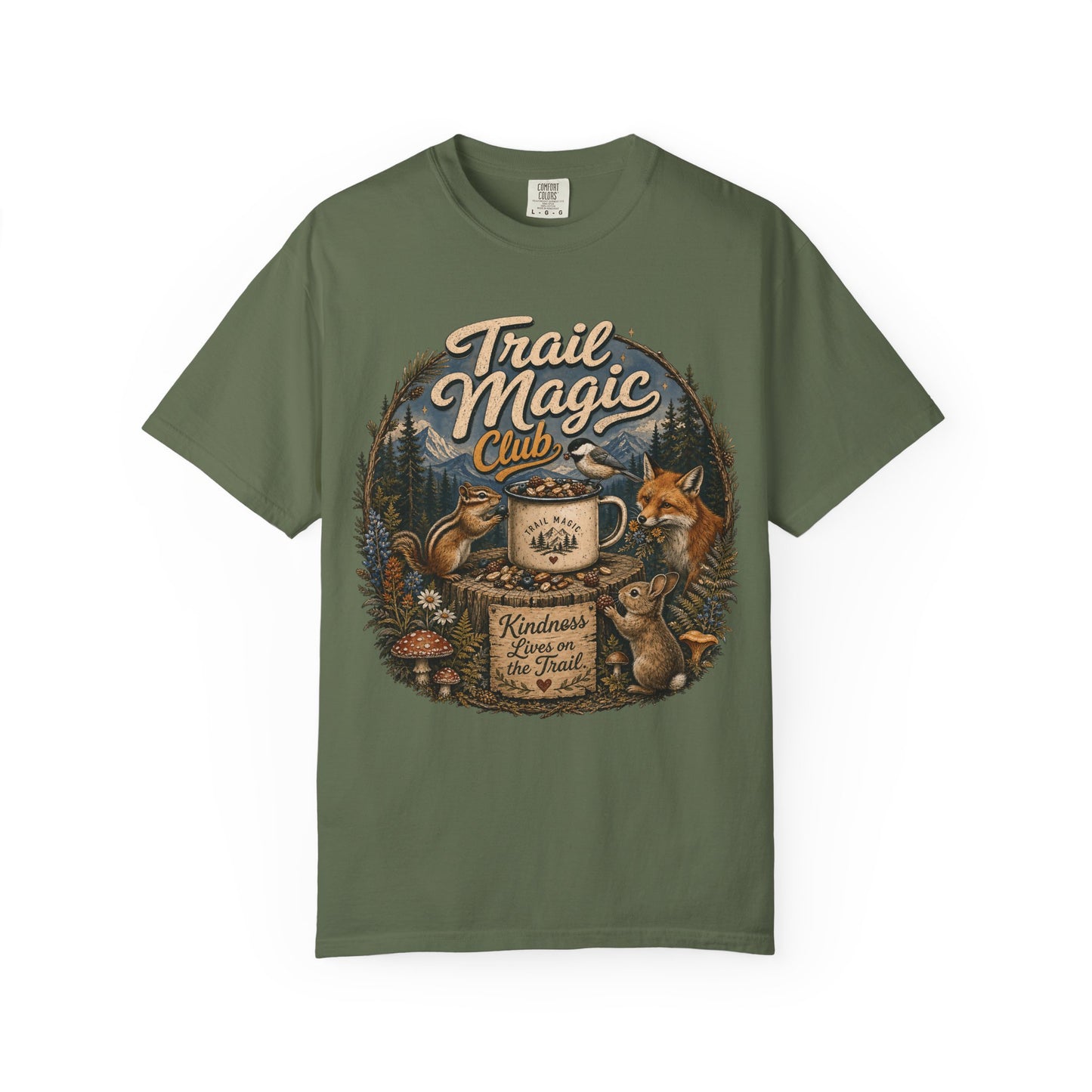 Trail Magic Club T-Shirt — Woodland Fox & Wildlife Coffee Camp Tee