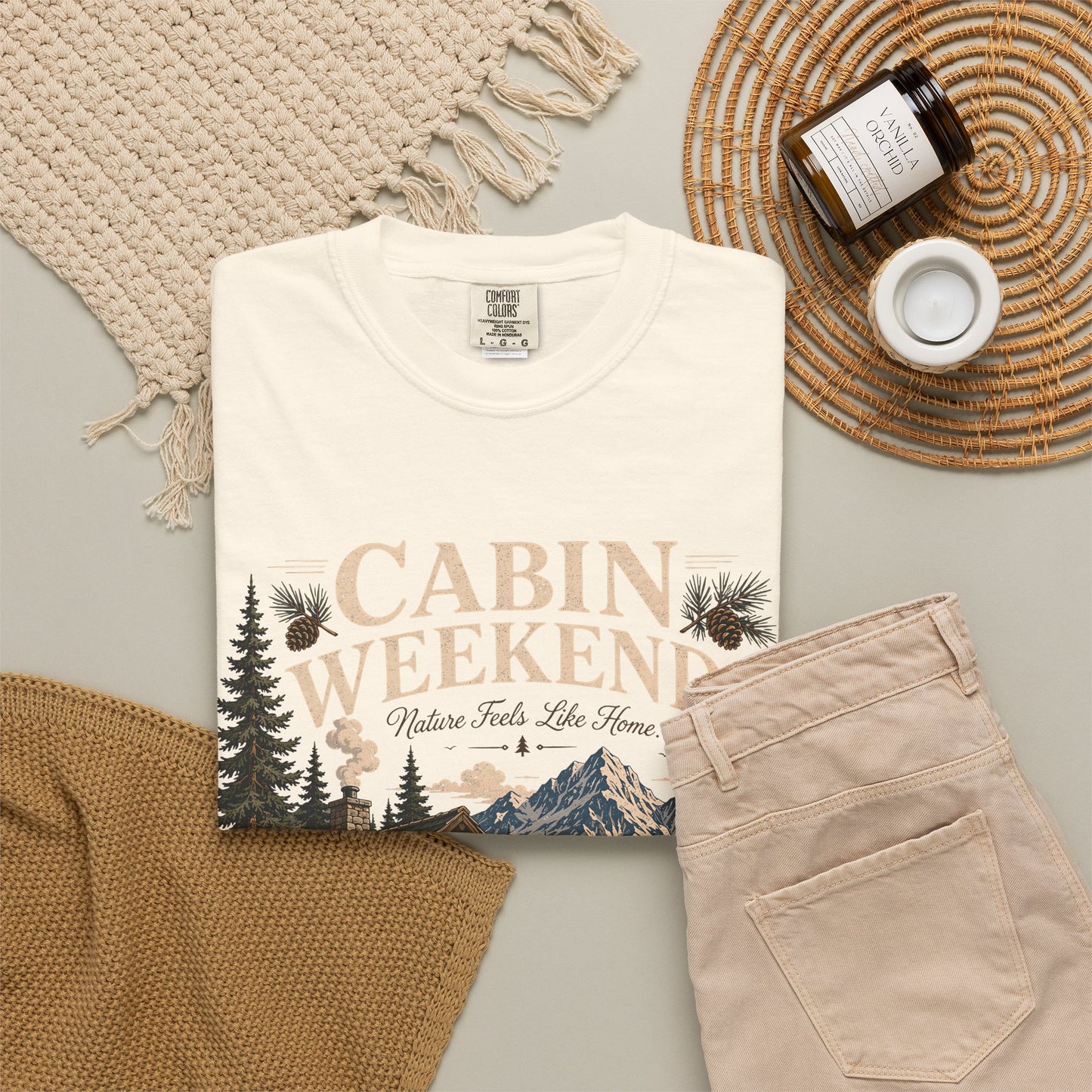 Cabin Weekends Graphic T-Shirt — Rustic Mountain Cabin Tee