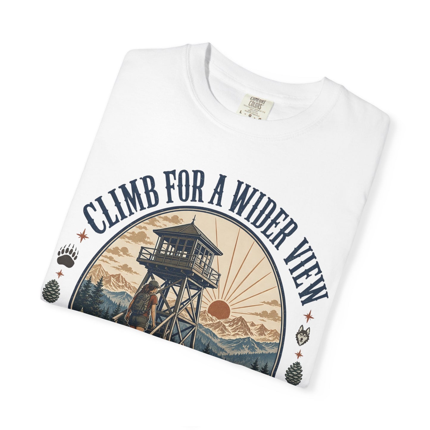 T-Shirt — "Climb for a Wider View" Lookout Trail Company Vintage Hiking Tee