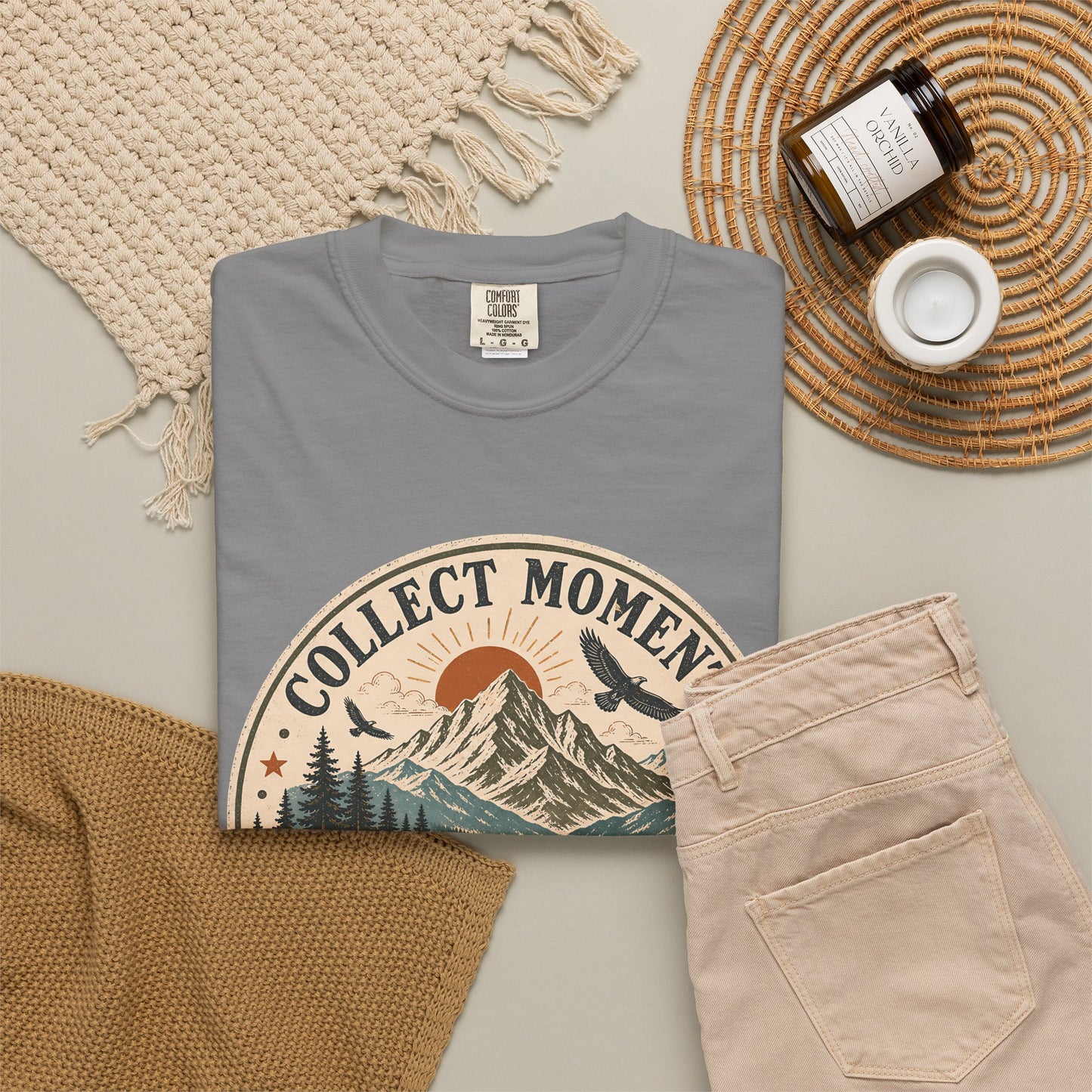 Collect Moments Not Miles T-Shirt — Vintage Mountain Adventure Tee