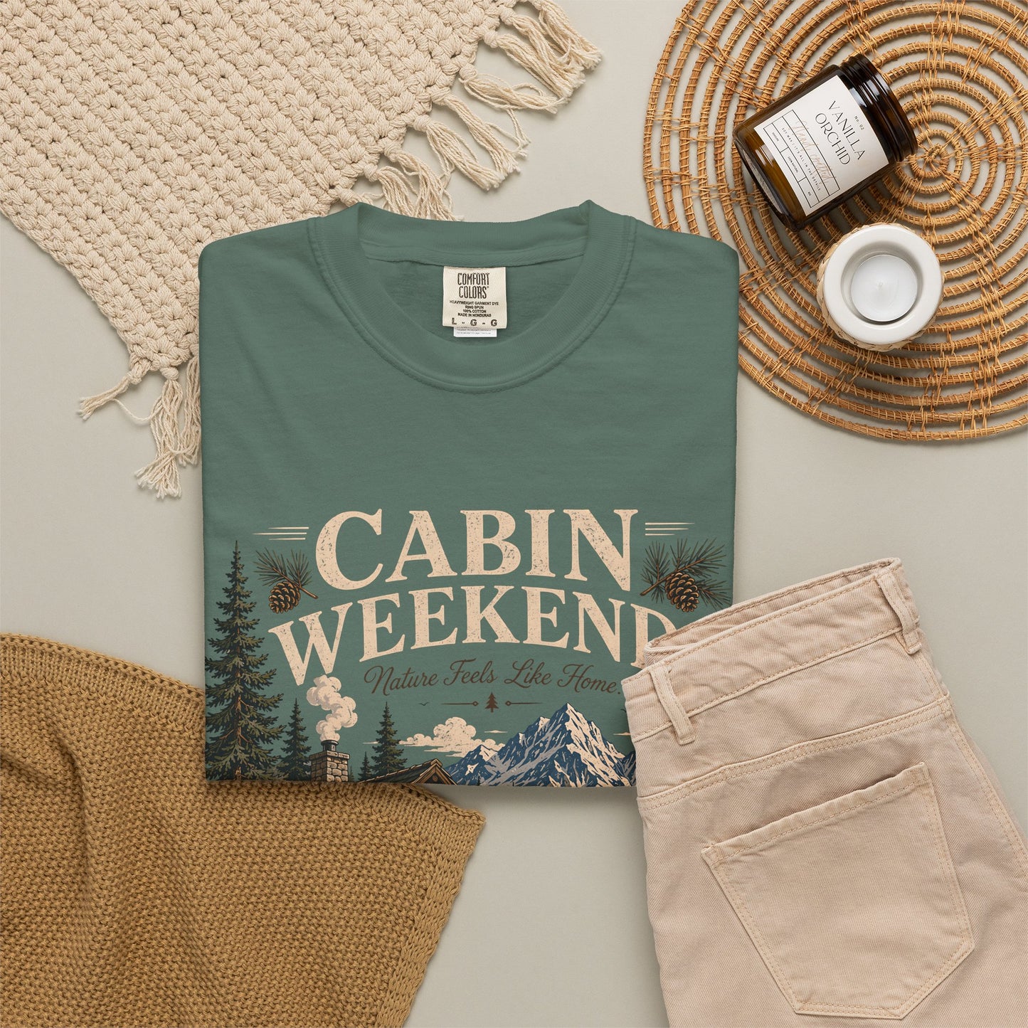 Cabin Weekends Graphic T-Shirt — Rustic Mountain Cabin Tee