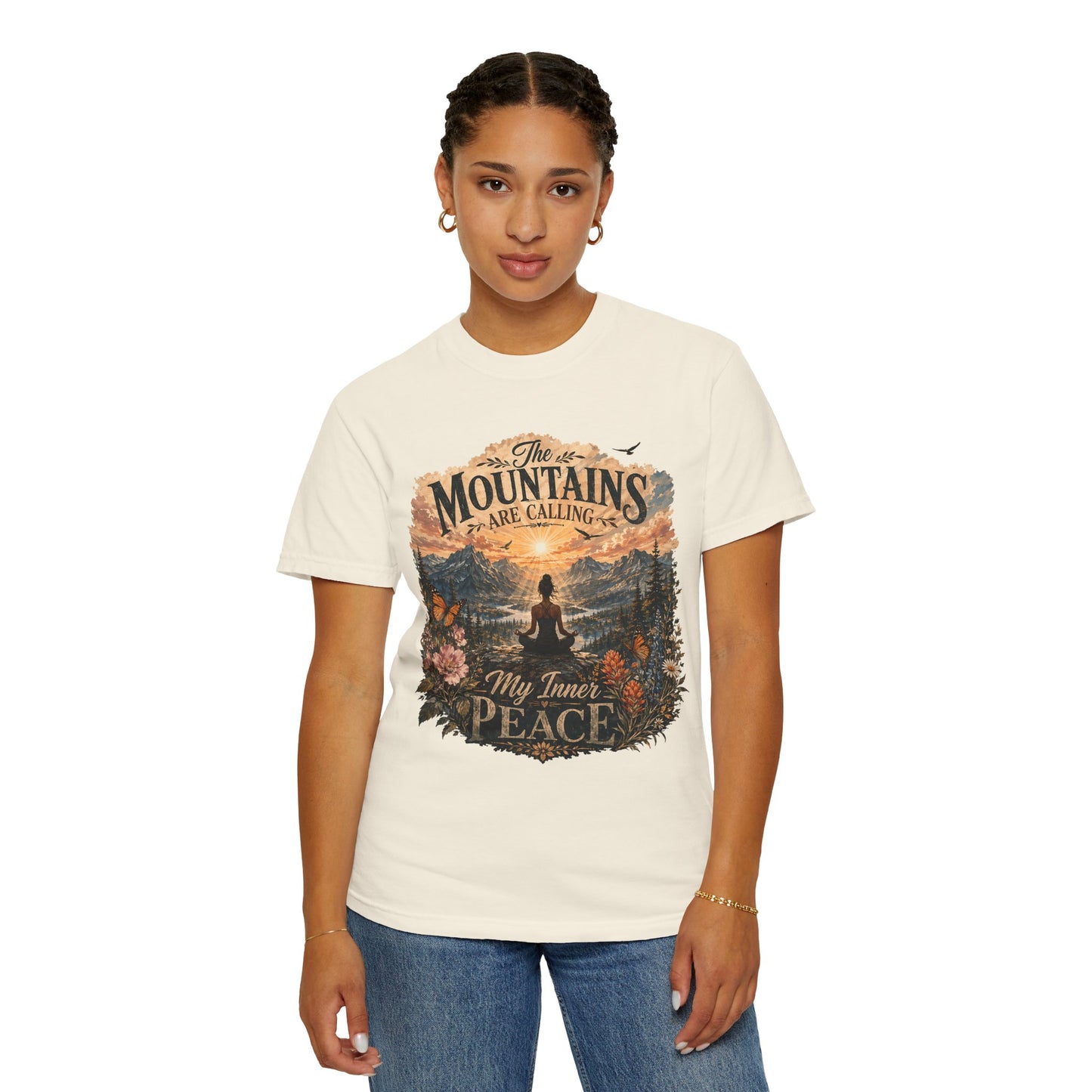 Mountain Meditation T‑Shirt — "The Mountains Are Calling, My Time of Peace"