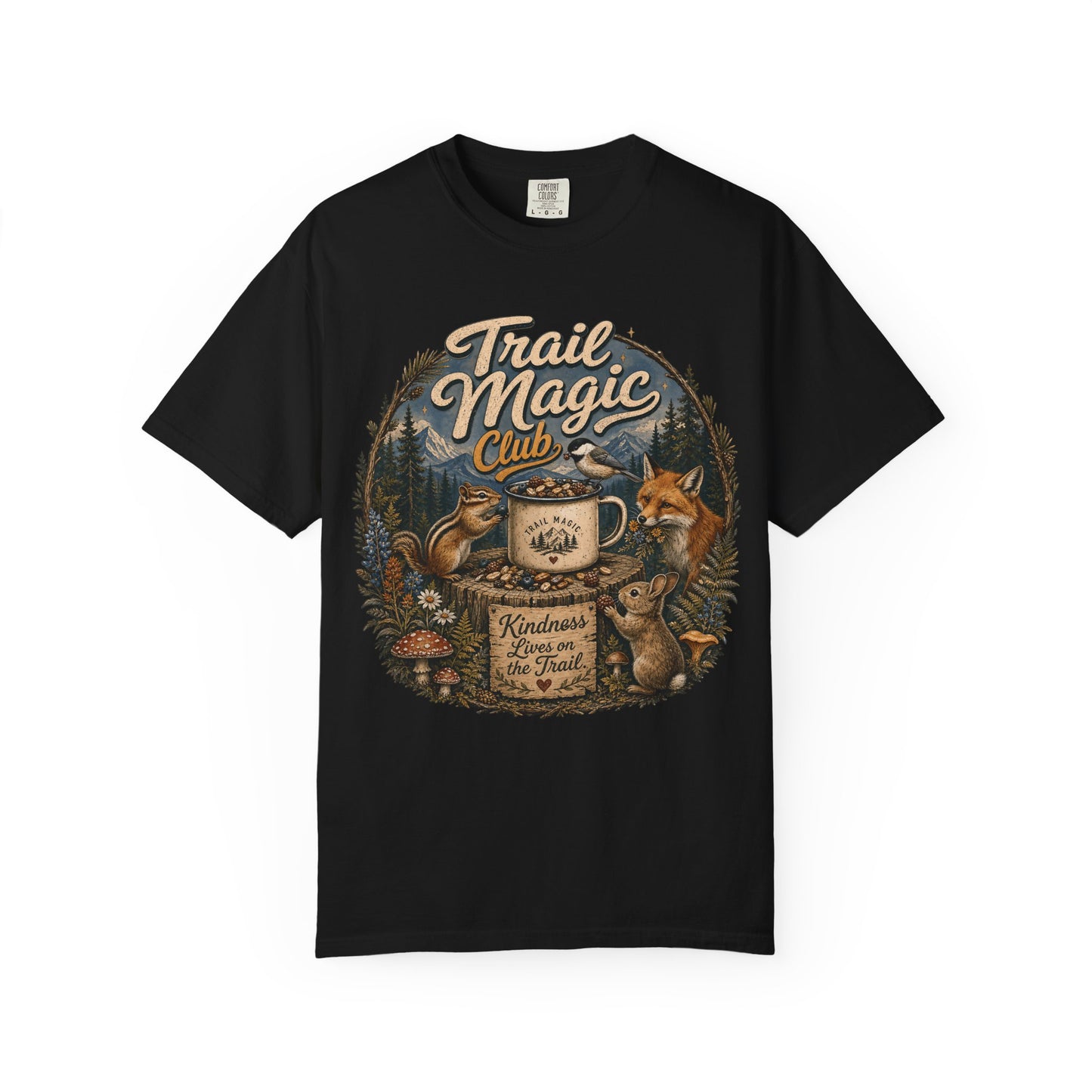 Trail Magic Club T-Shirt — Woodland Fox & Wildlife Coffee Camp Tee