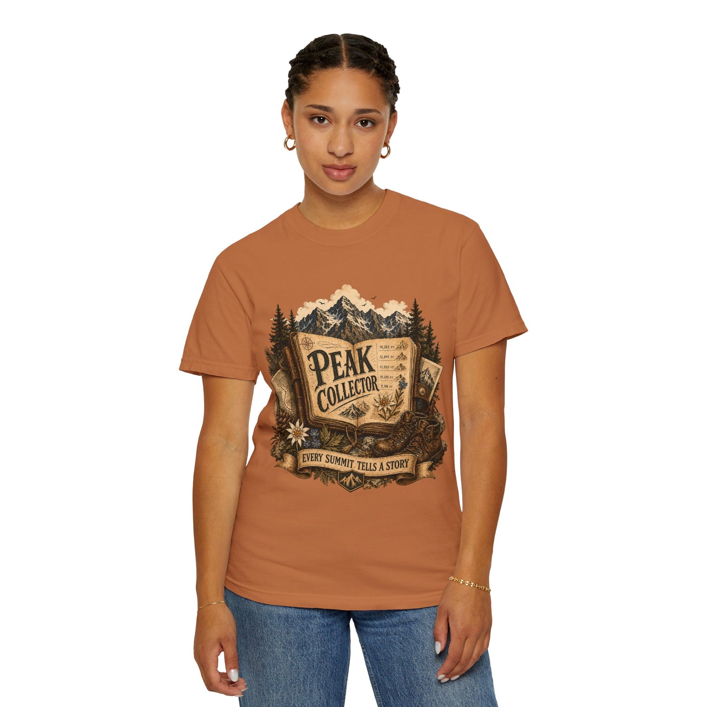Peak Collector T-Shirt — Mountain Hiking Tee (“Every Summit Tells a Story”)