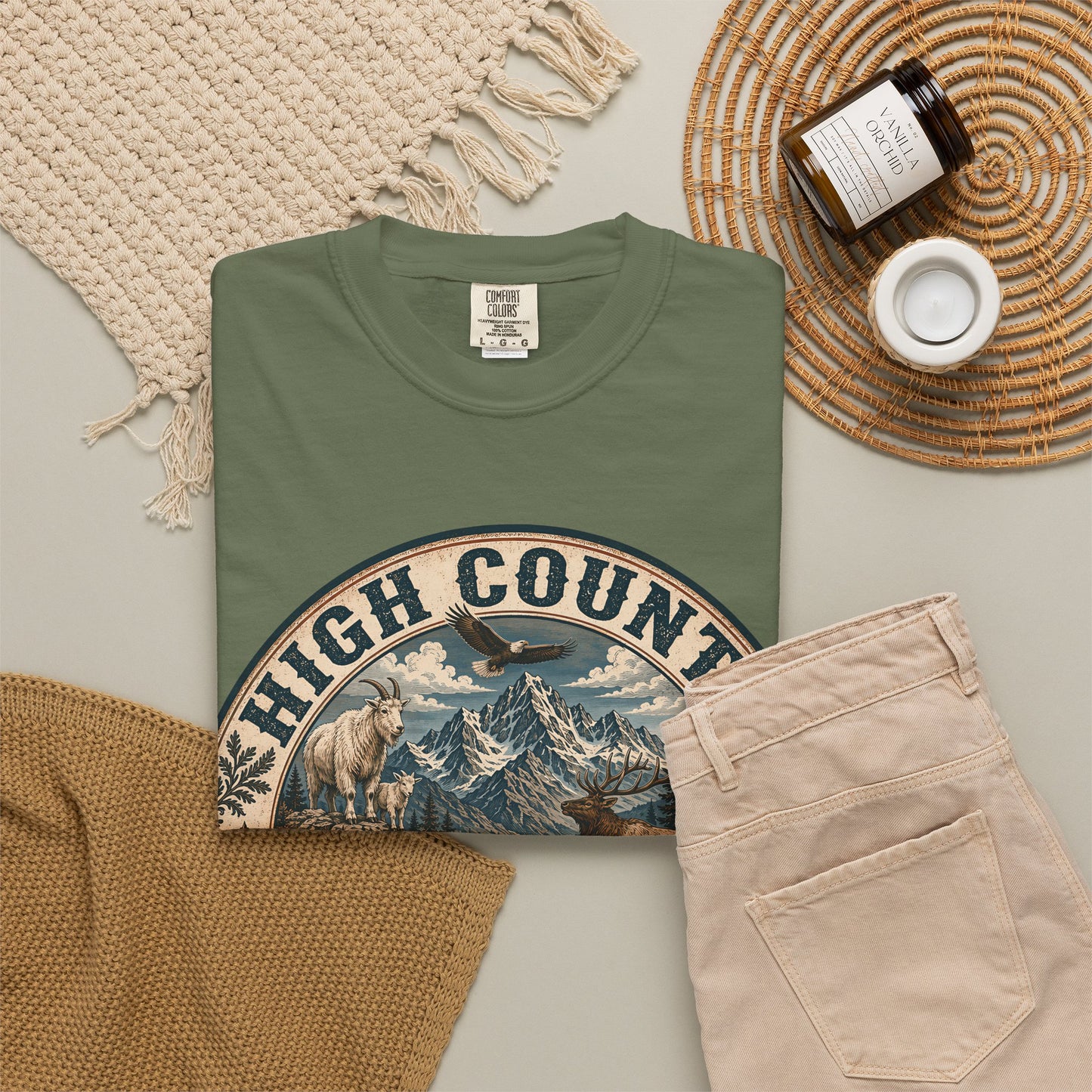 High Country Hiker T-Shirt — Mountain Wildlife Outdoor Tee