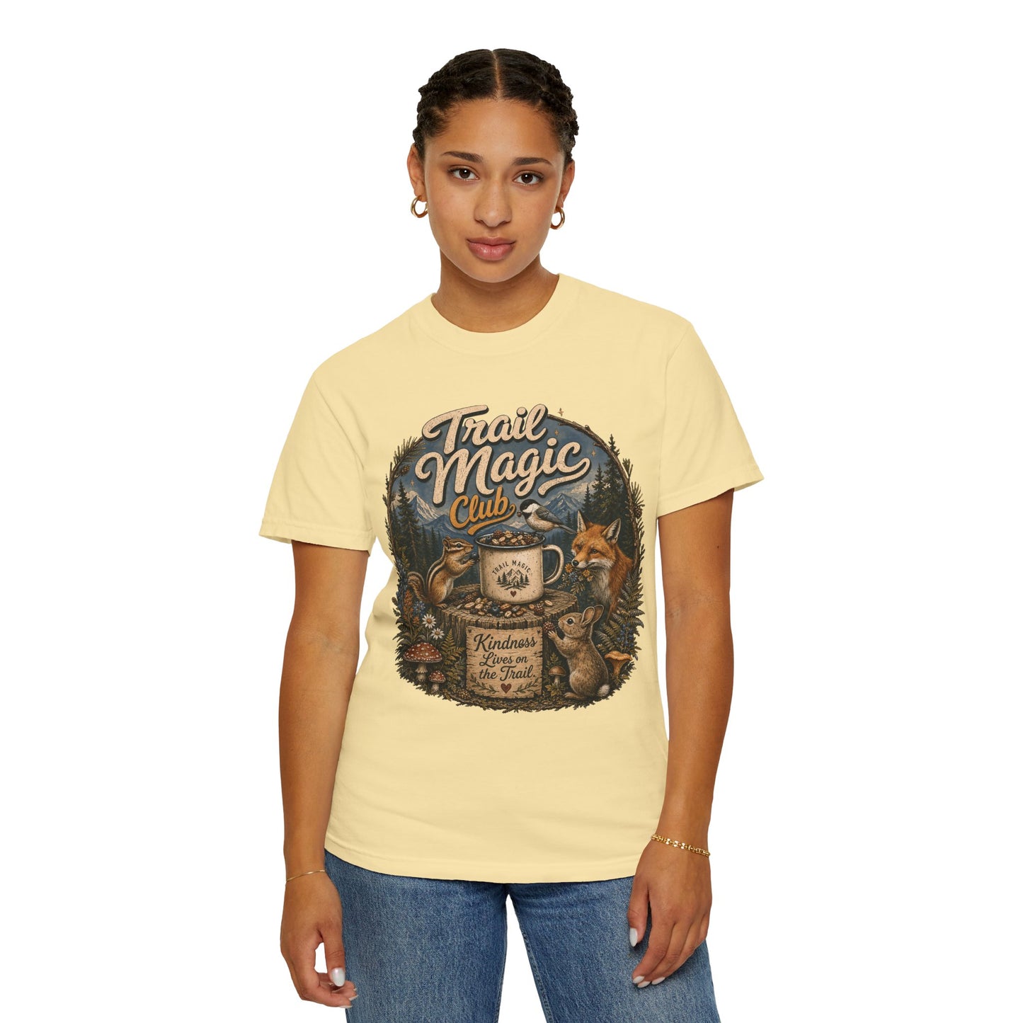 Trail Magic Club T-Shirt — Woodland Fox & Wildlife Coffee Camp Tee