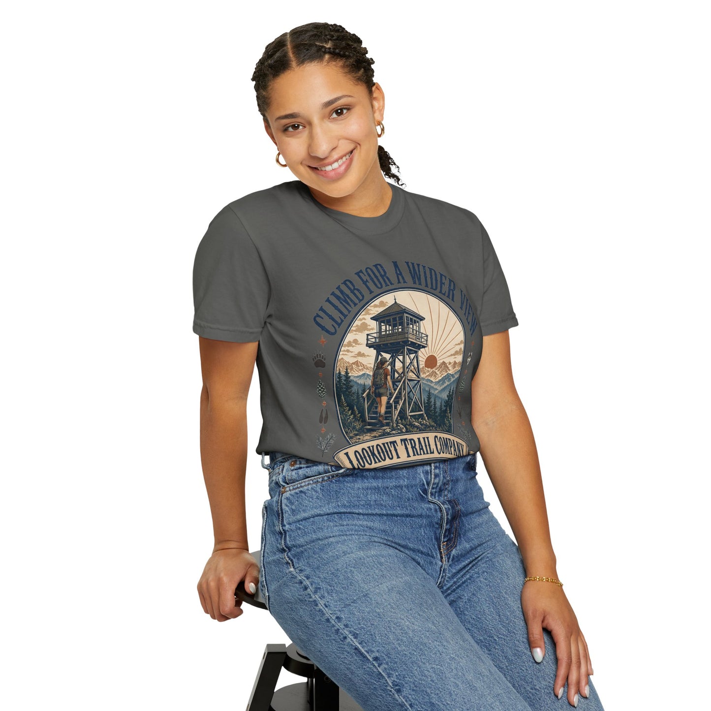T-Shirt — "Climb for a Wider View" Lookout Trail Company Vintage Hiking Tee