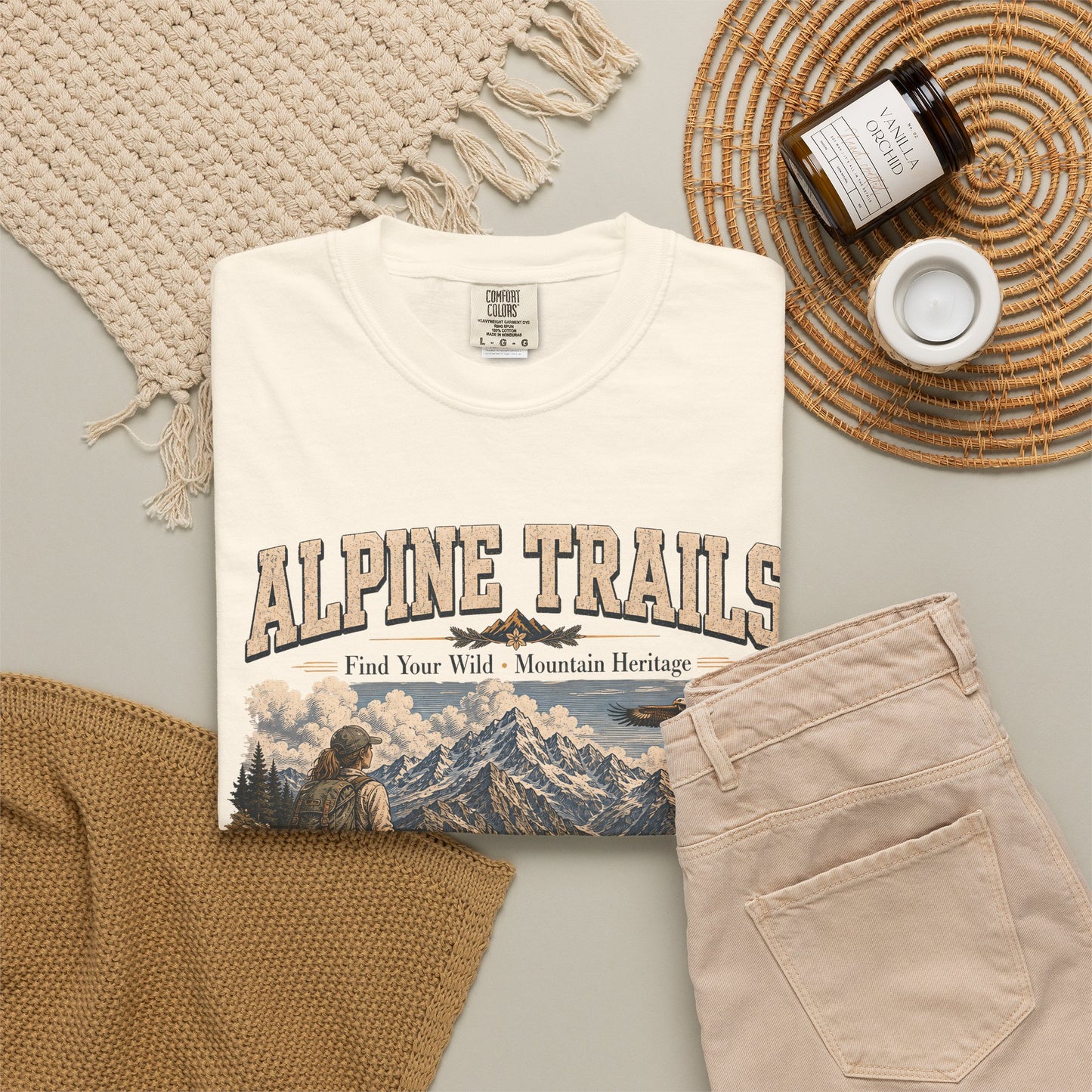 Alpine Trails Vintage Mountain T-Shirt – Explore the Wild with Scenic Hiker Graphic