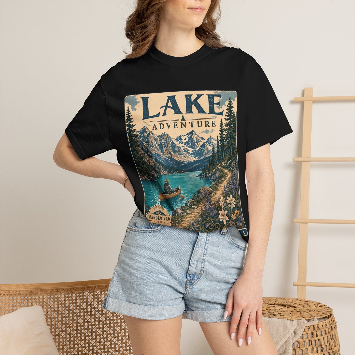 Lake Adventure T-Shirt — Retro Mountain Lake Graphic Tee