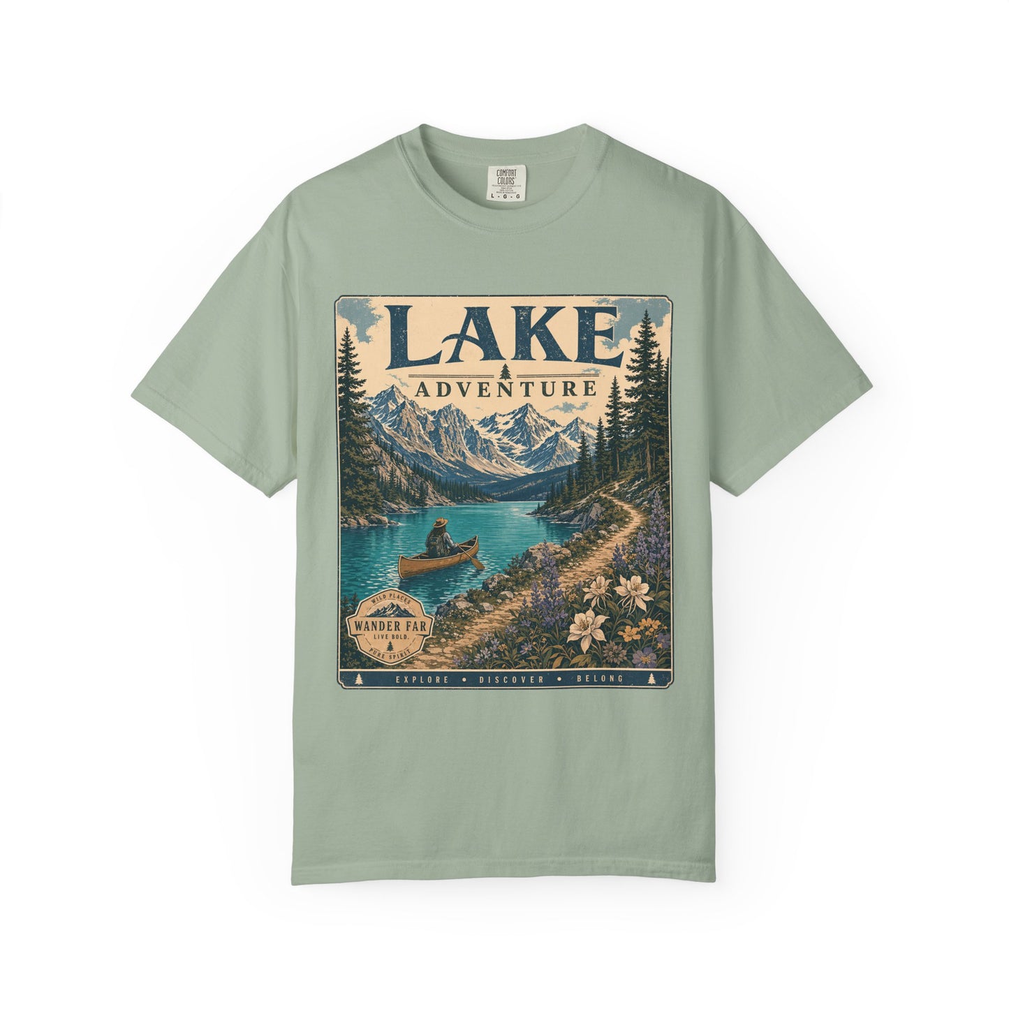 Lake Adventure T-Shirt — Retro Mountain Lake Graphic Tee