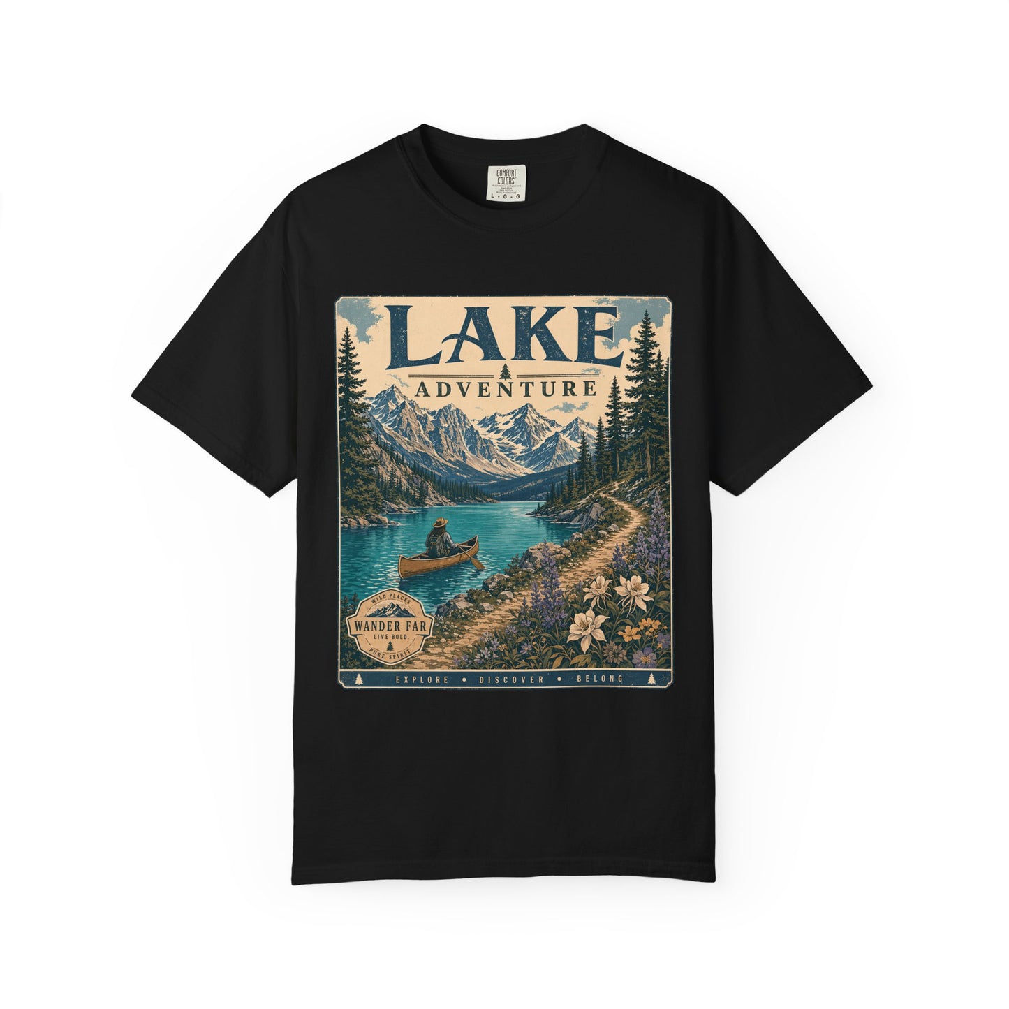 Lake Adventure T-Shirt — Retro Mountain Lake Graphic Tee