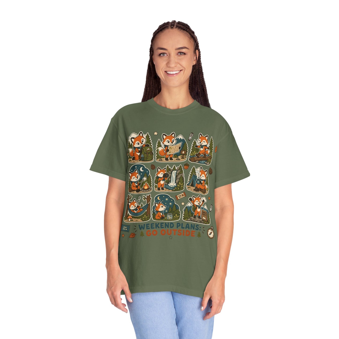 Weekend Plans: Go Outside T-Shirt — Cute Fox Camping Graphic Tee
